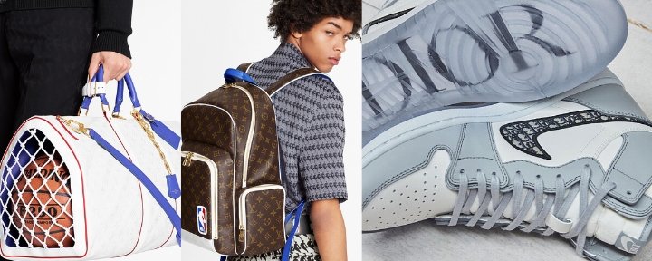 Designer collaborations Louis Vuitton x NBA and Dior x Nike