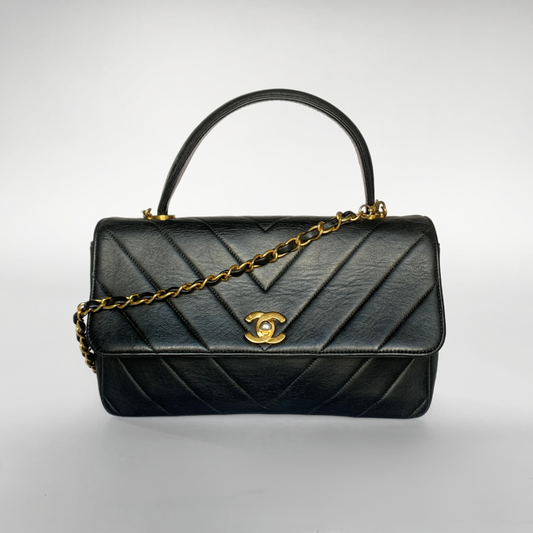 Chanel Chanel Coco Top Handle Bag Chevron Lambskin Leather - Crossbody bags - Etoile Luxury Vintage