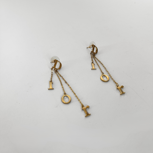 Dior Dior Logo Letter Pendant Earrings - Jewelry - Etoile Luxury Vintage