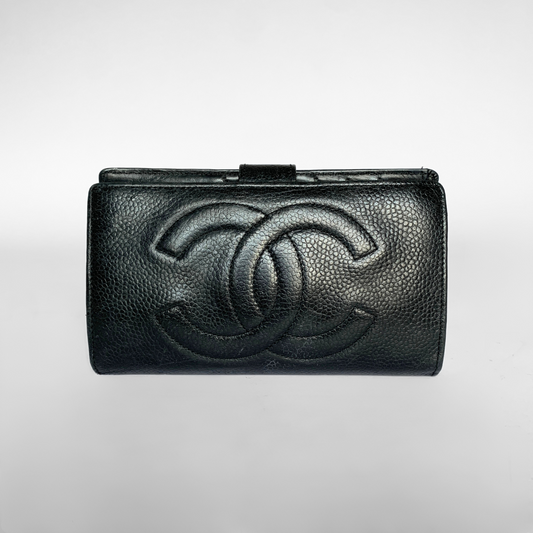 Chanel Wallet Large Black Caviar Leather