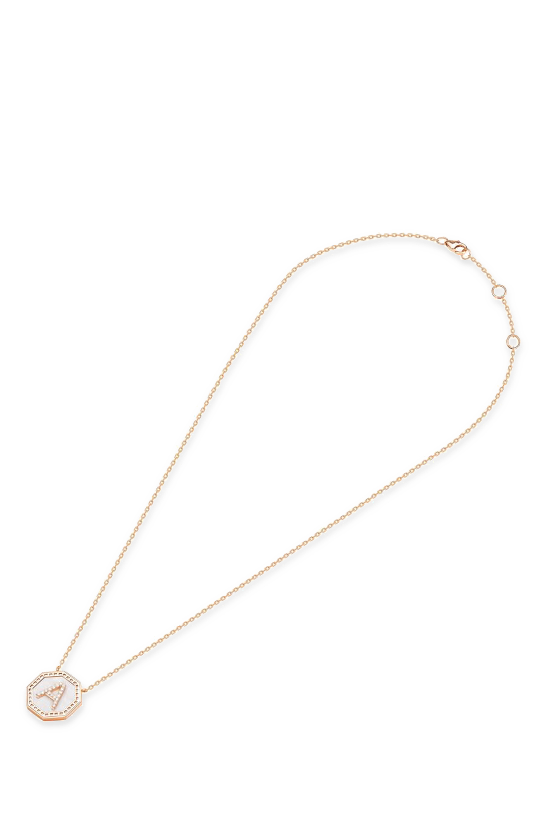  Harf Turath Letter A Pendant Necklace, 18k Rose Gold, Diamonds  Mother of Pearl