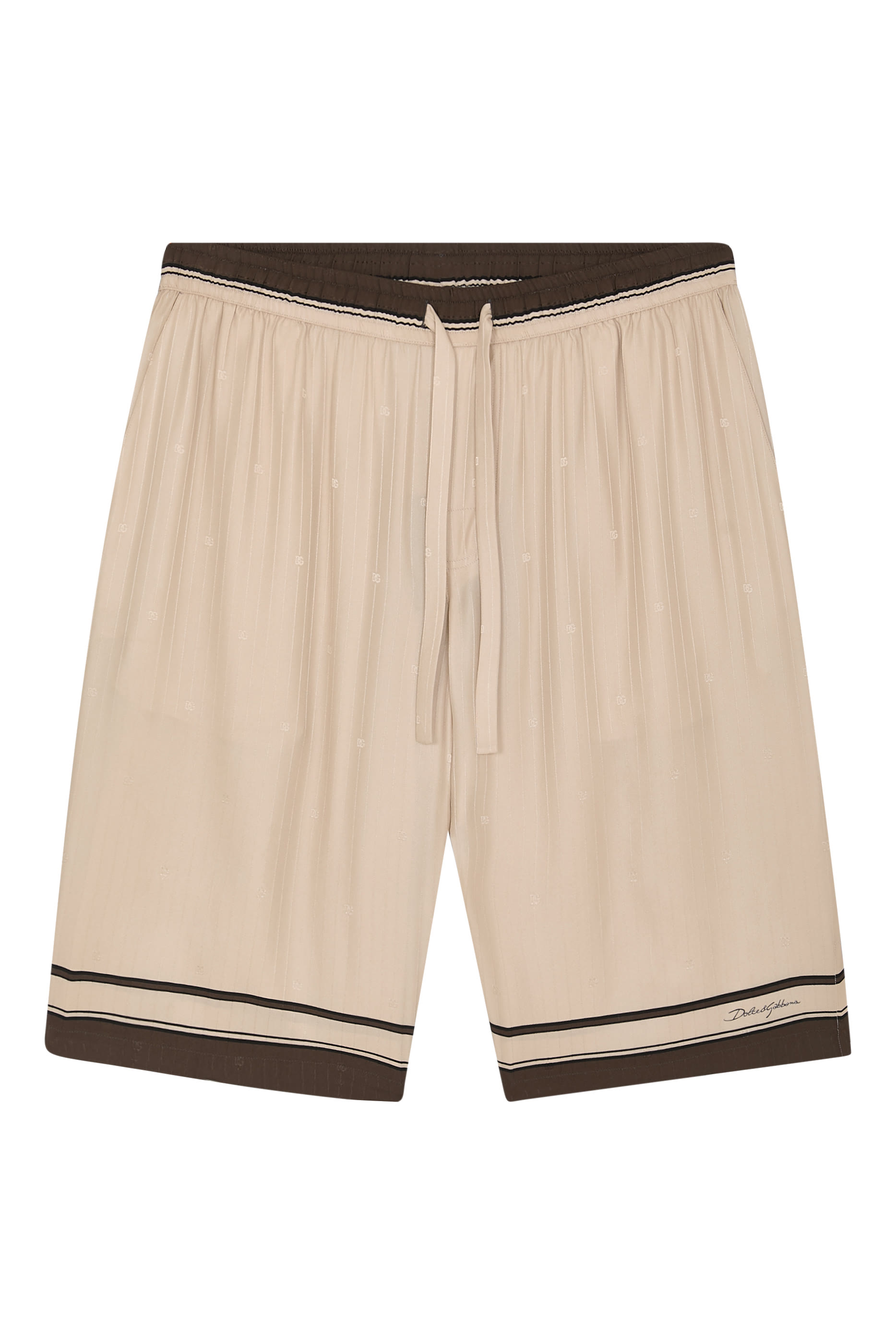 Logo  Stripe-Print Vanity Silk Bermuda Shorts 