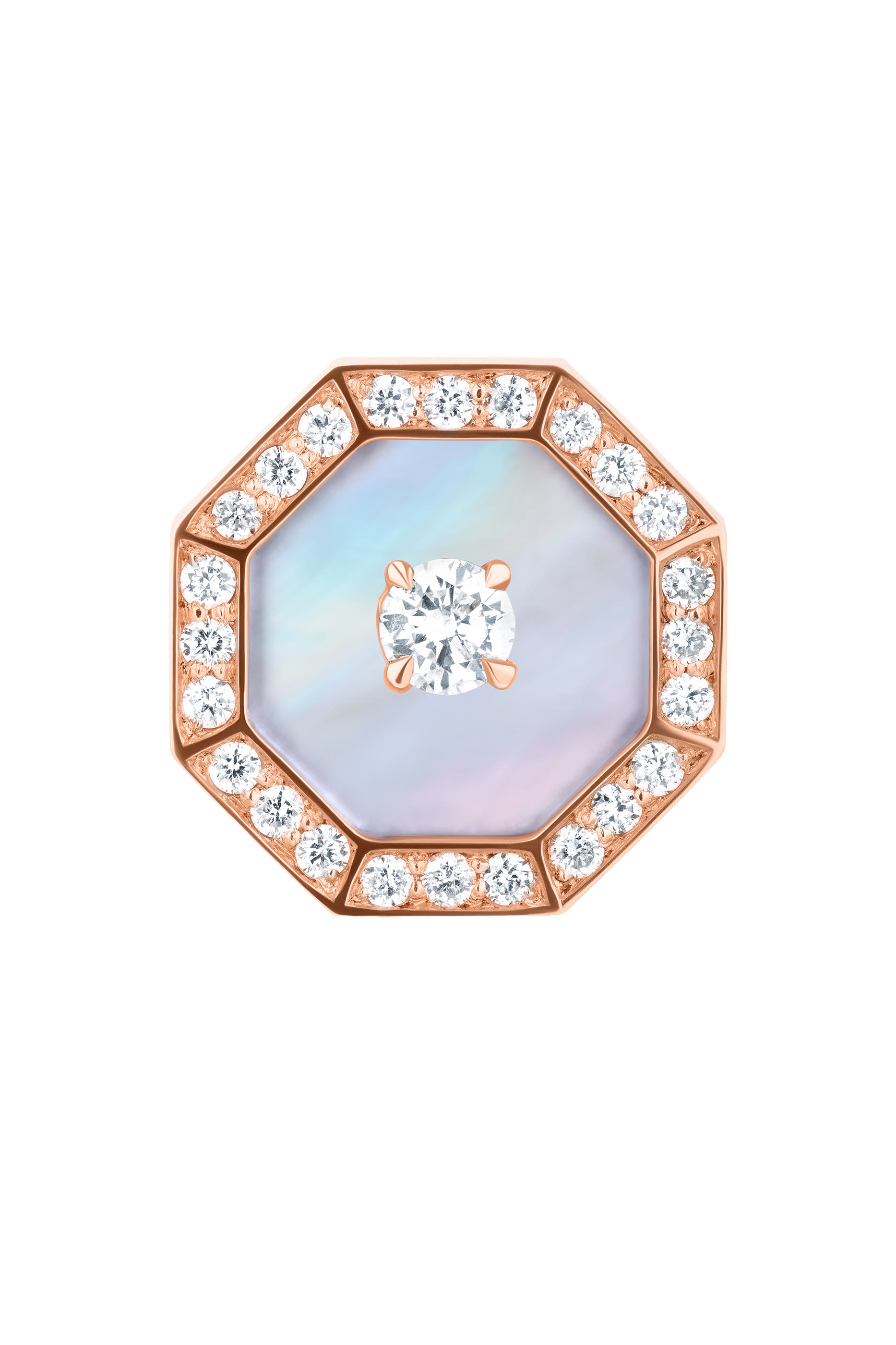  Ahjar Birwaz Stud Earrings, 18K Rose Gold with Diamonds  Mother of Pearl
