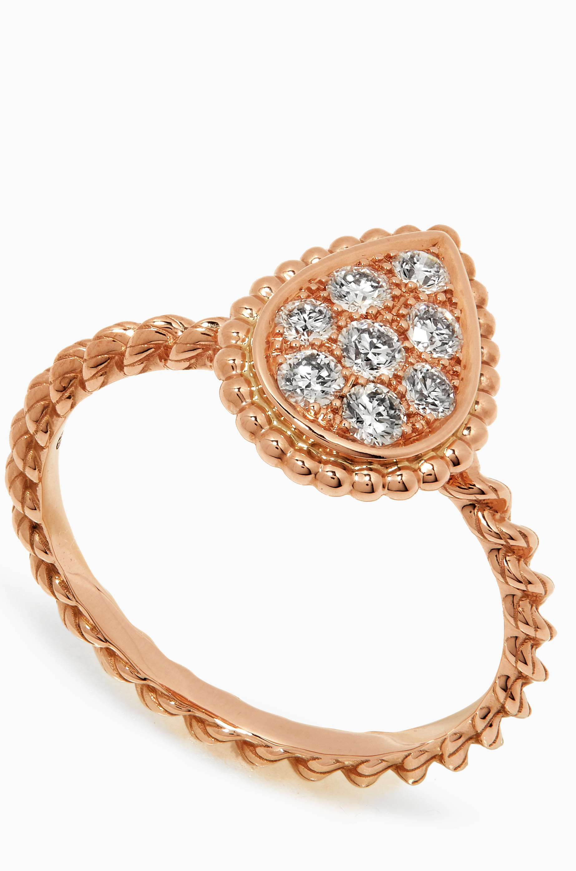 Serpent Boh&egrave;me S Motif Ring, Paved With Diamonds, 18k Pink Gold