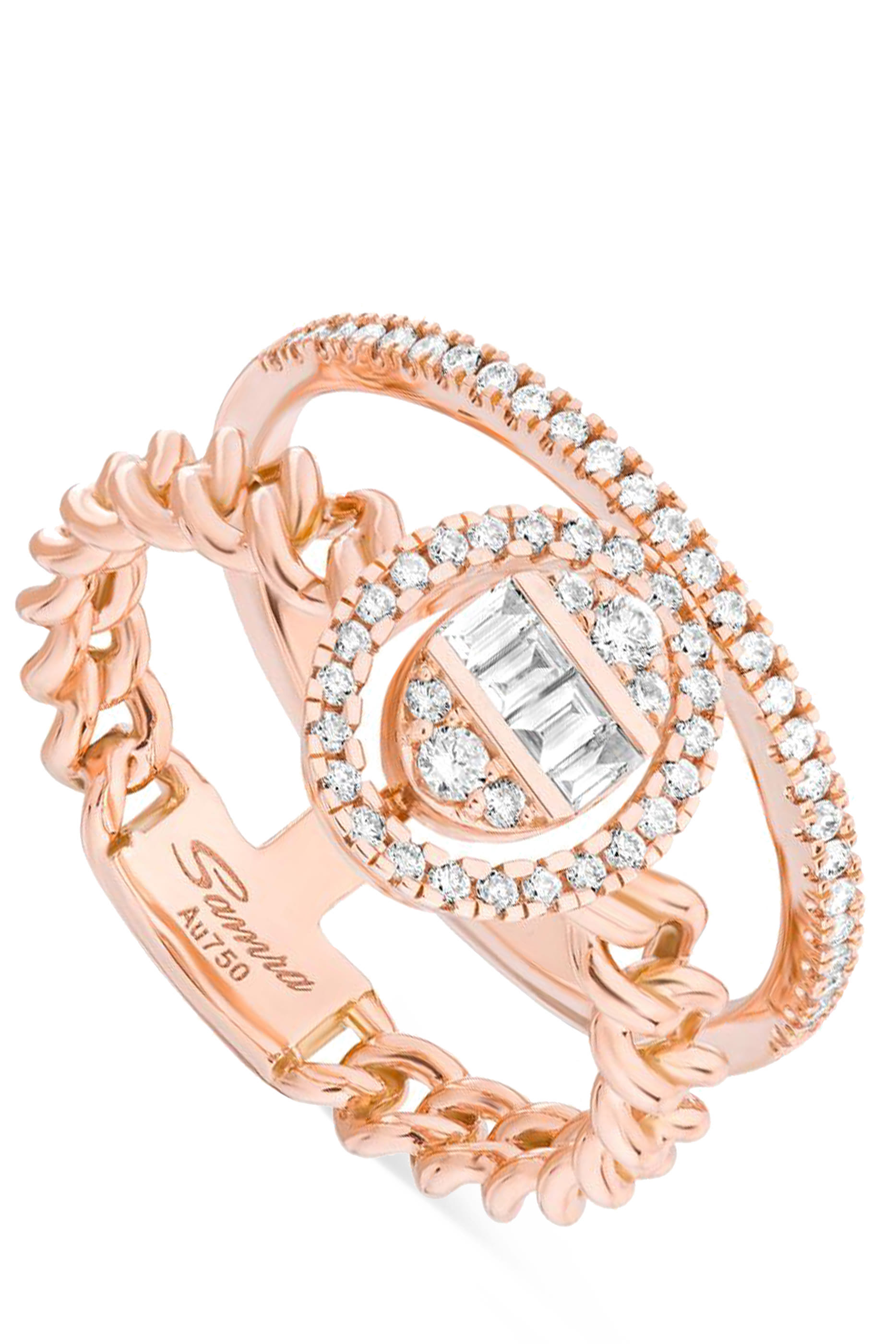 Quwa Double Oval Ring, 18K Rose Gold  Diamonds