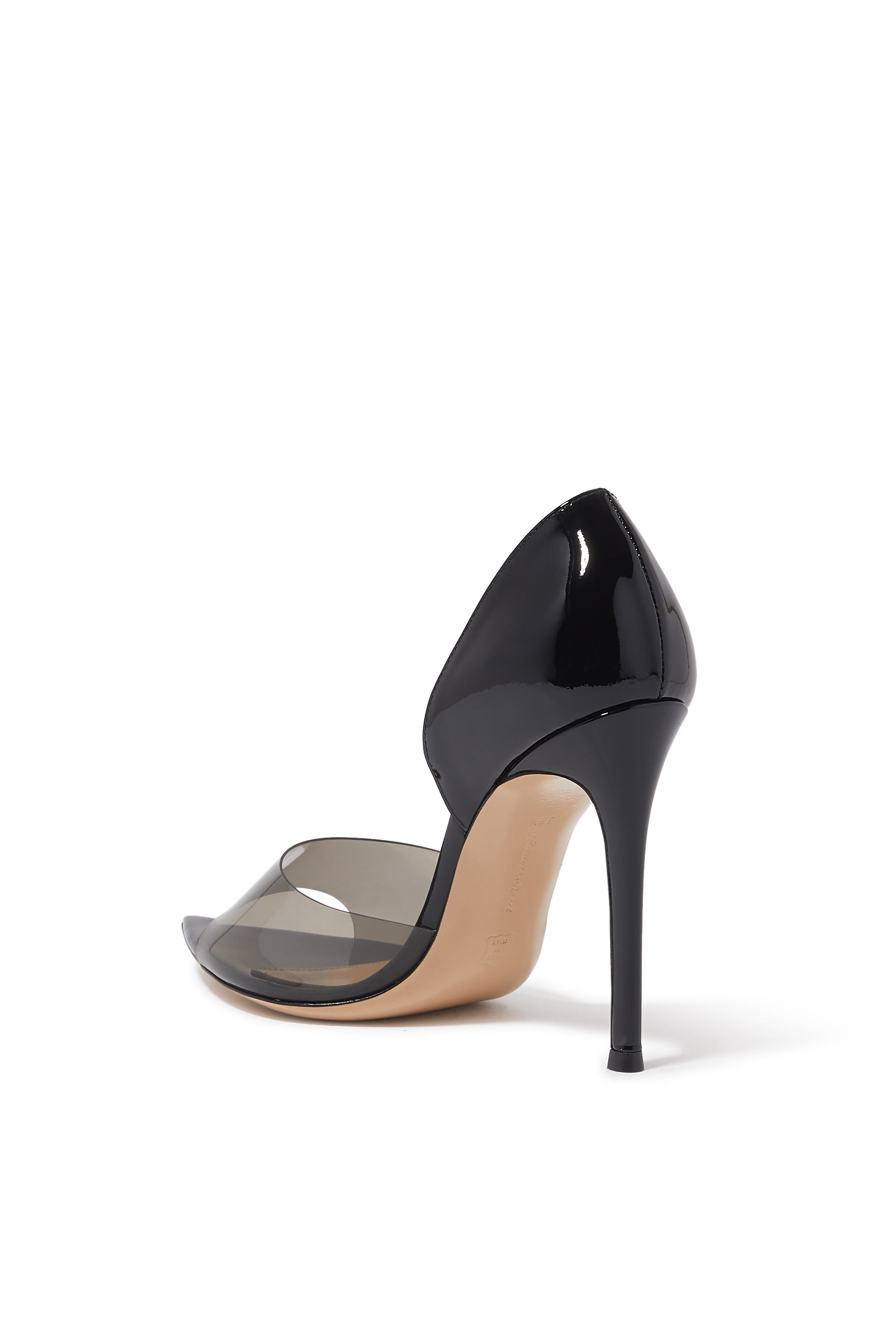 Bree 105 Open Toe Pumps in Plexi and Leather