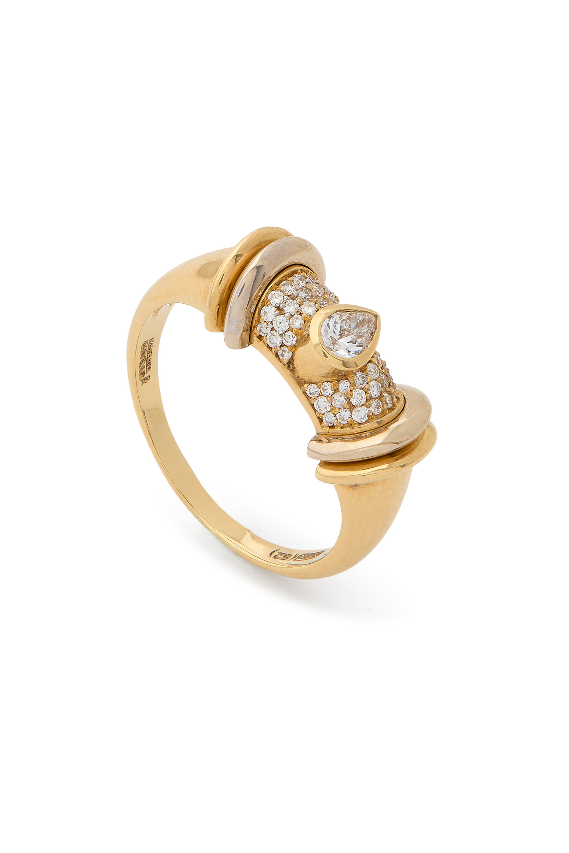 Warrior Drop Ring, 18K Yellow Gold  Diamonds