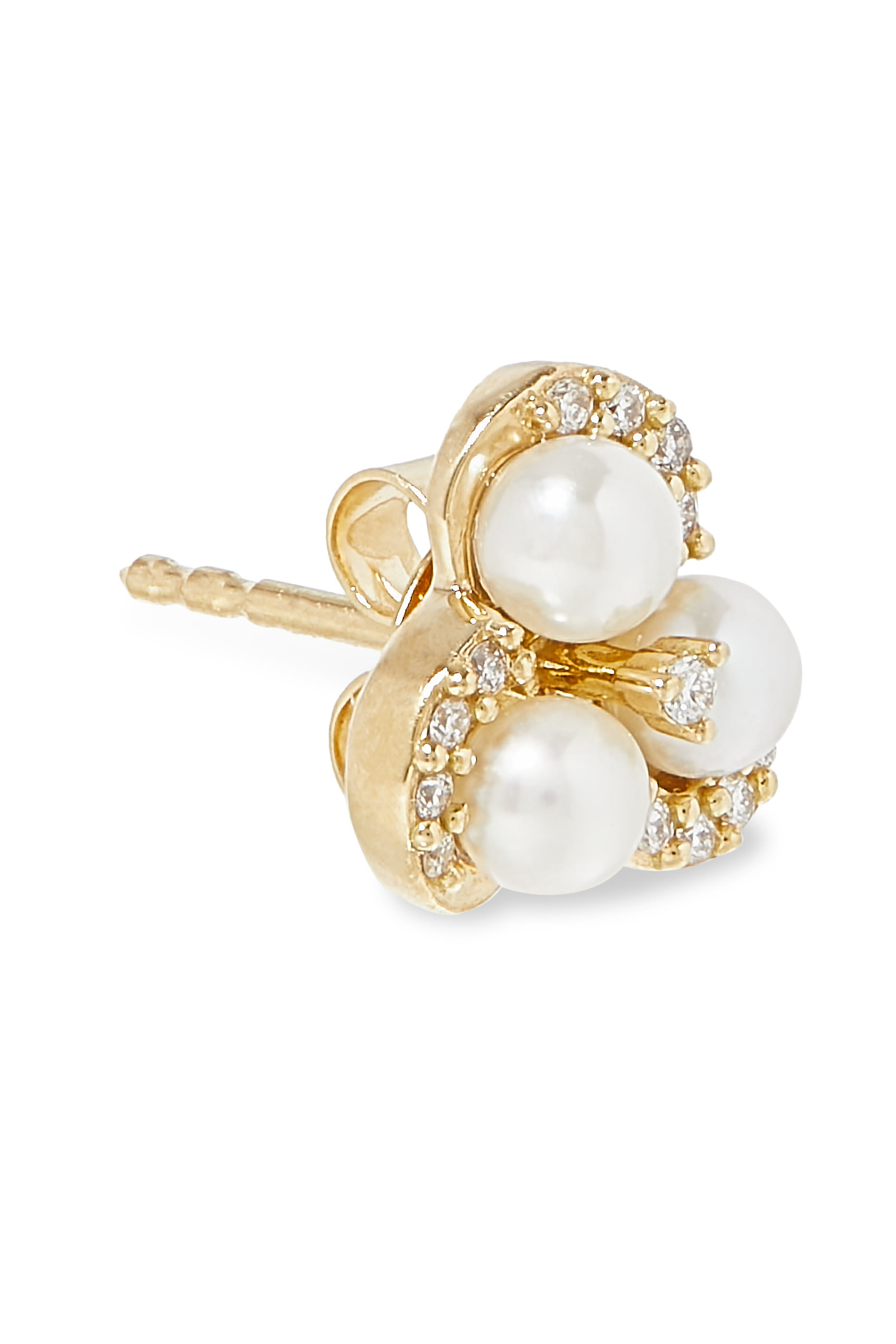 Twist Stud Earrings, 18K Yellow Gold with Diamonds  Pearls
