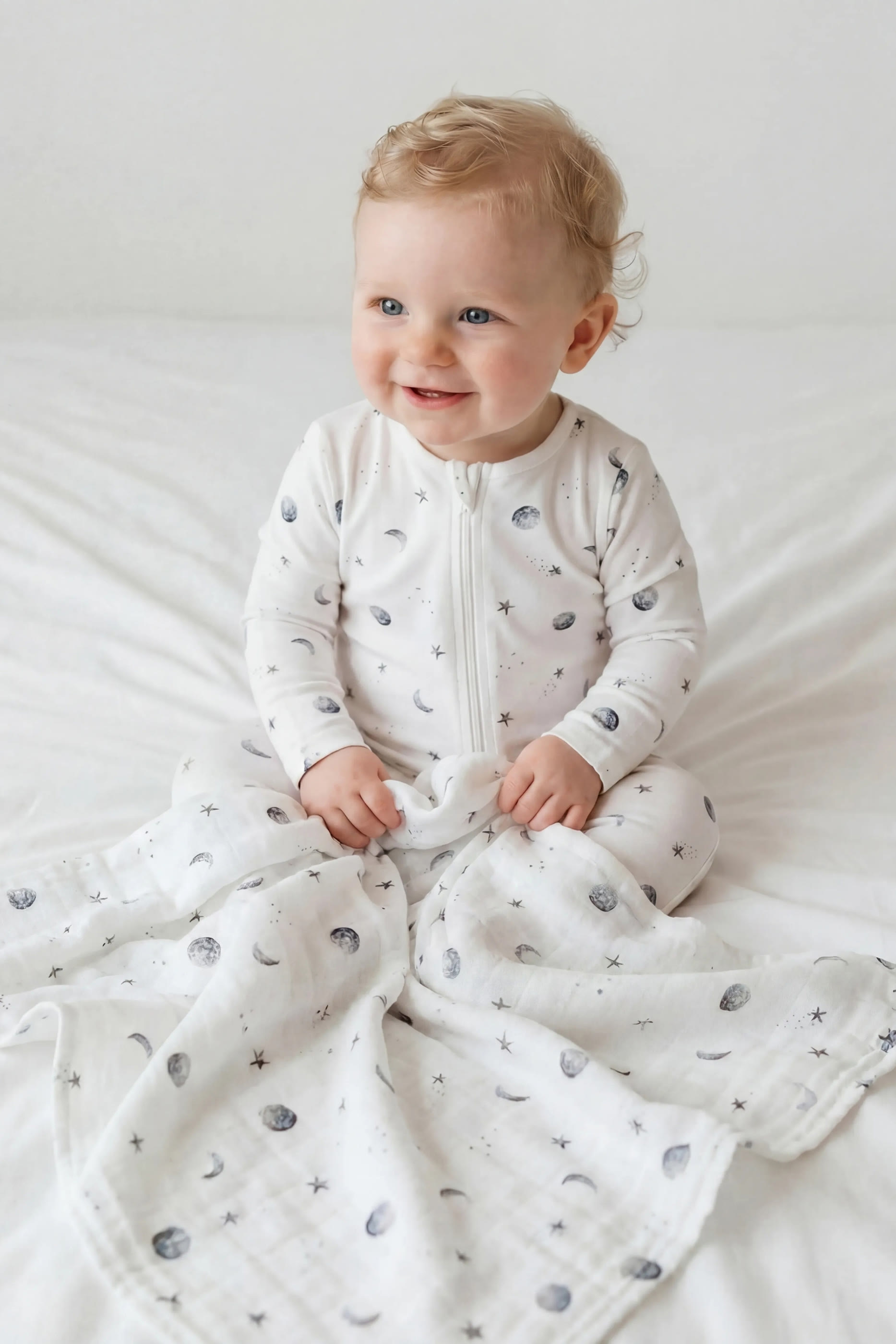 Kids  Starlit Moon Print Sleepsuit
