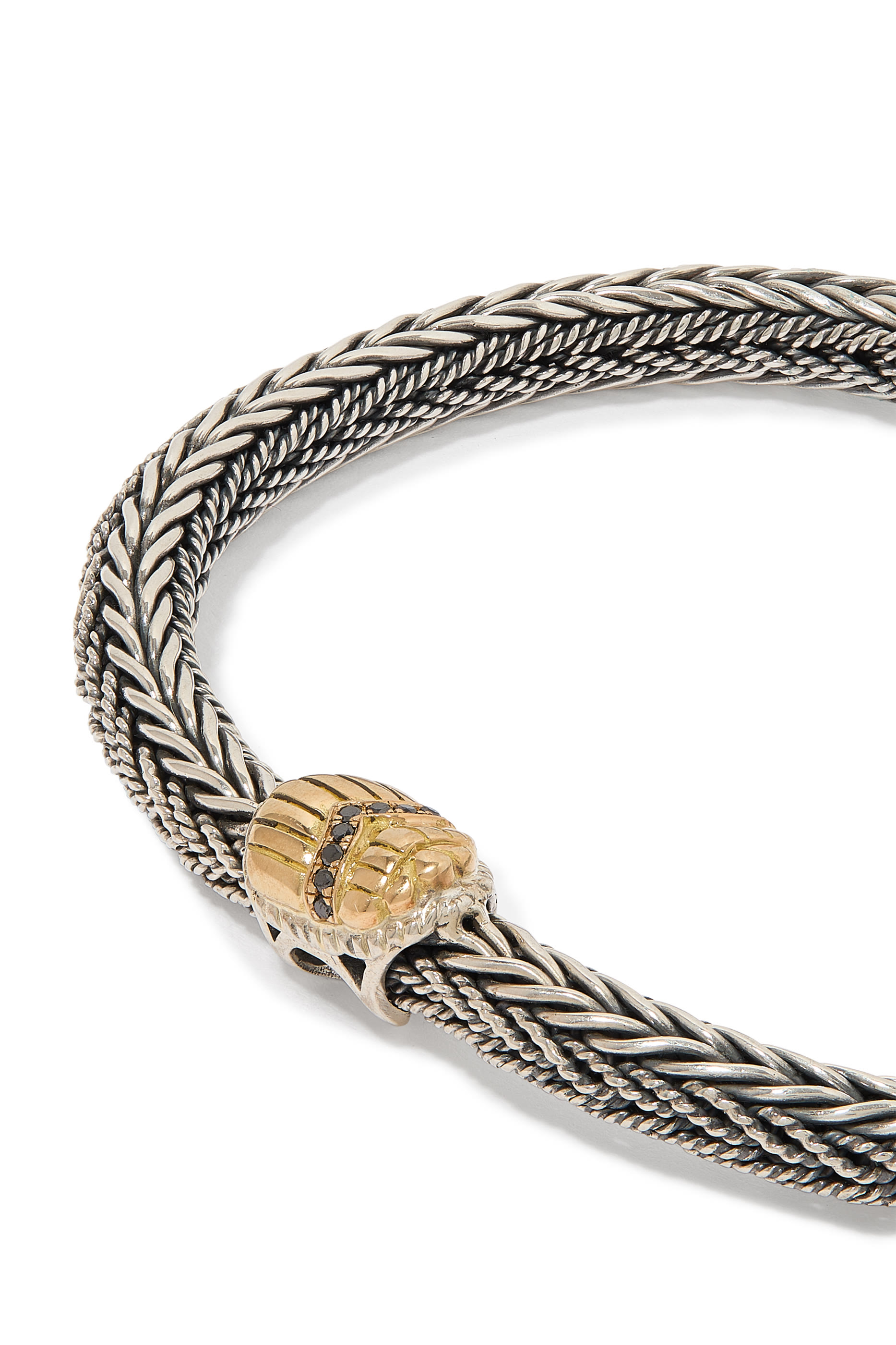 Scarab Braided Bracelet, 18k Yellow Gold, Sterling Silver  Diamonds