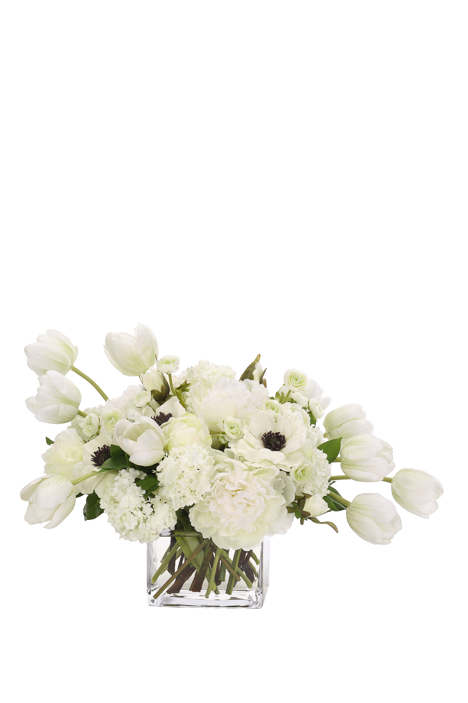 Peony  Anemone in Glass Cube 