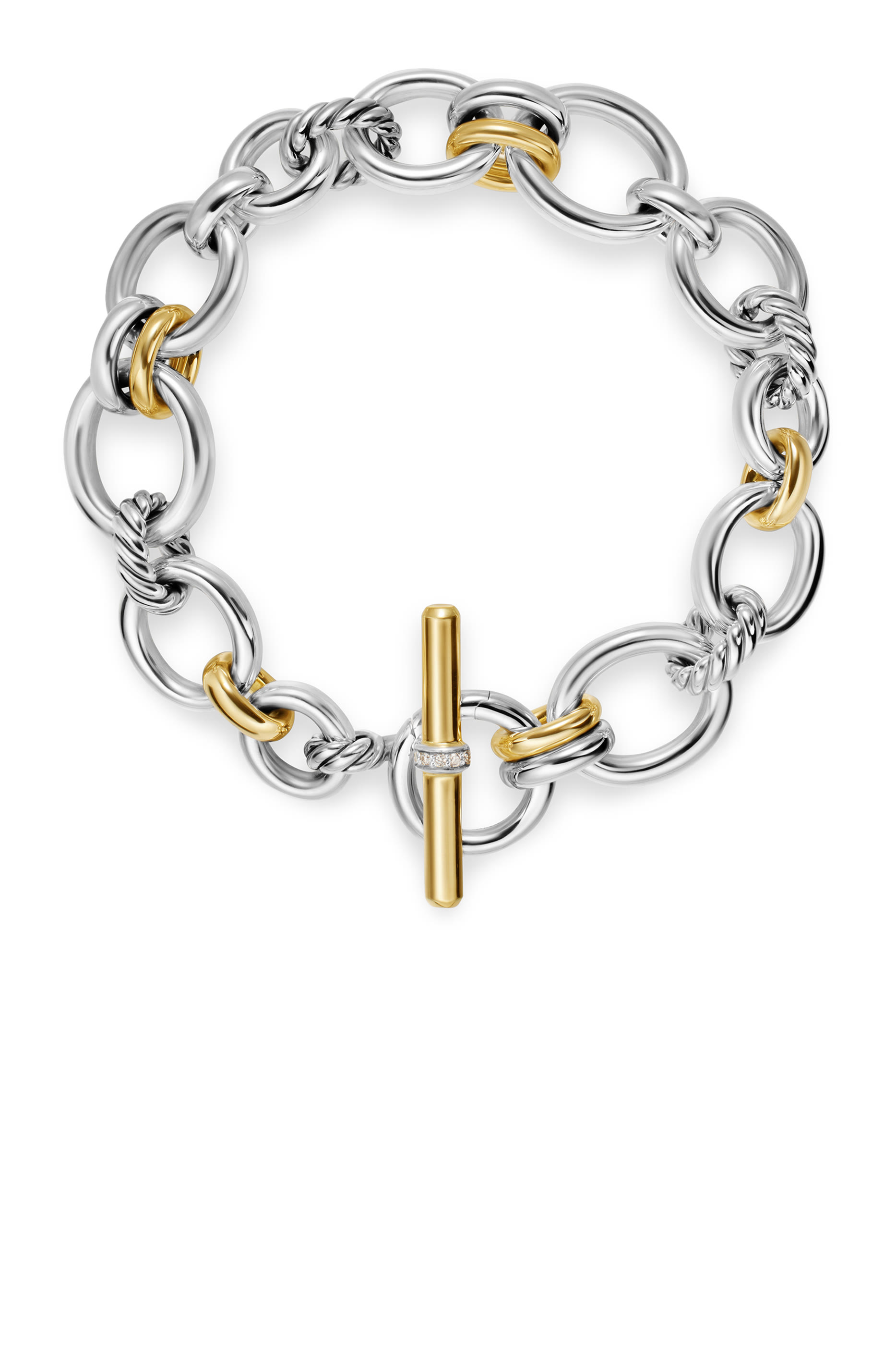  DY Mercer&reg; Chain Bracelet, Sterling Silver with 18K Yellow Gold  Diamonds