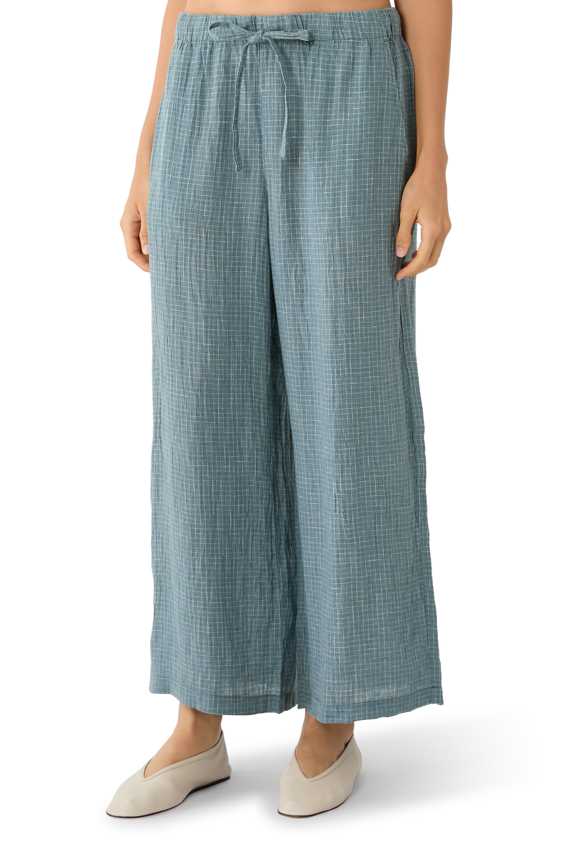 Grid Wide-Leg Pants
