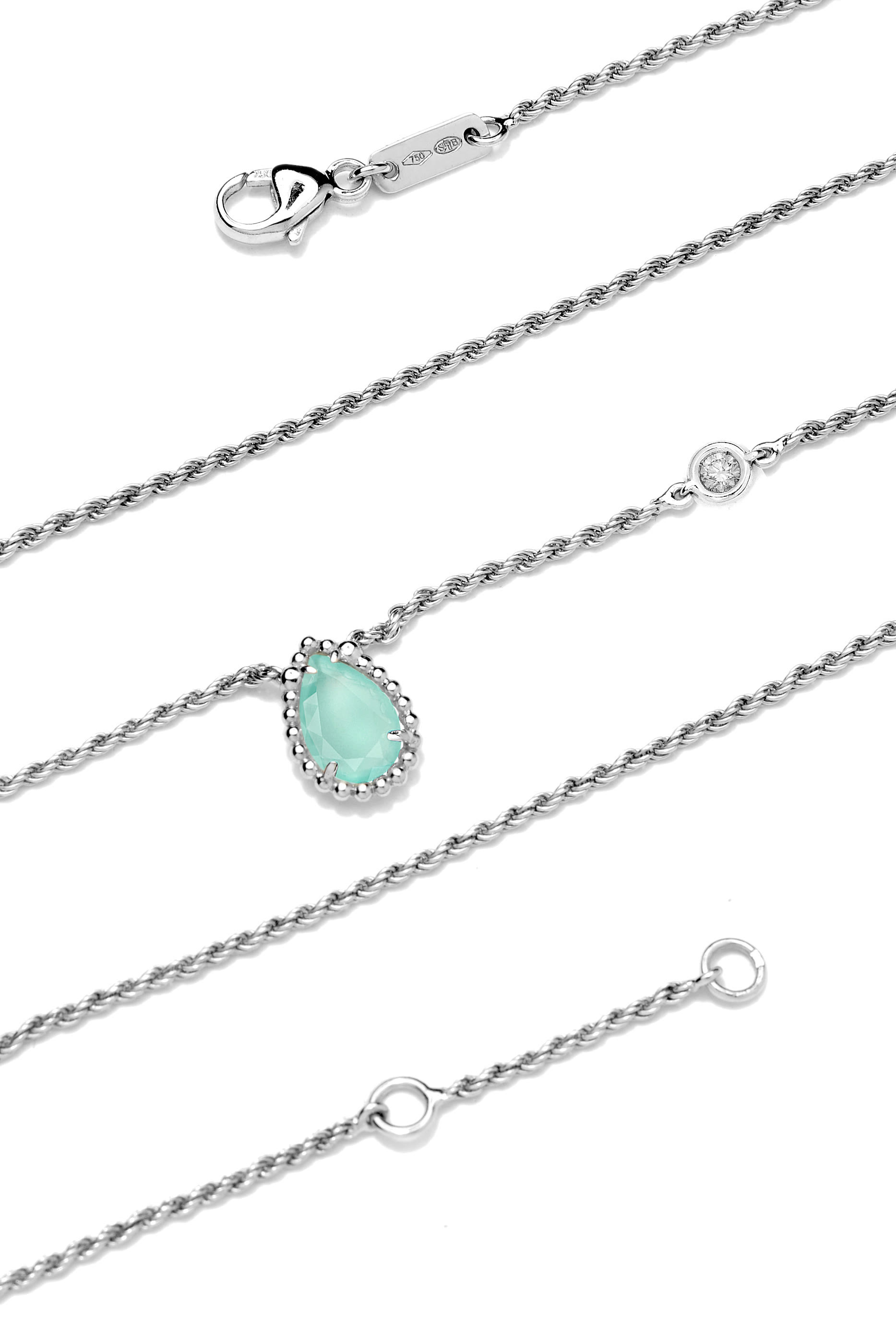 Serpent Boh&egrave;me Pendant, 18k White Gold  Aquaprase