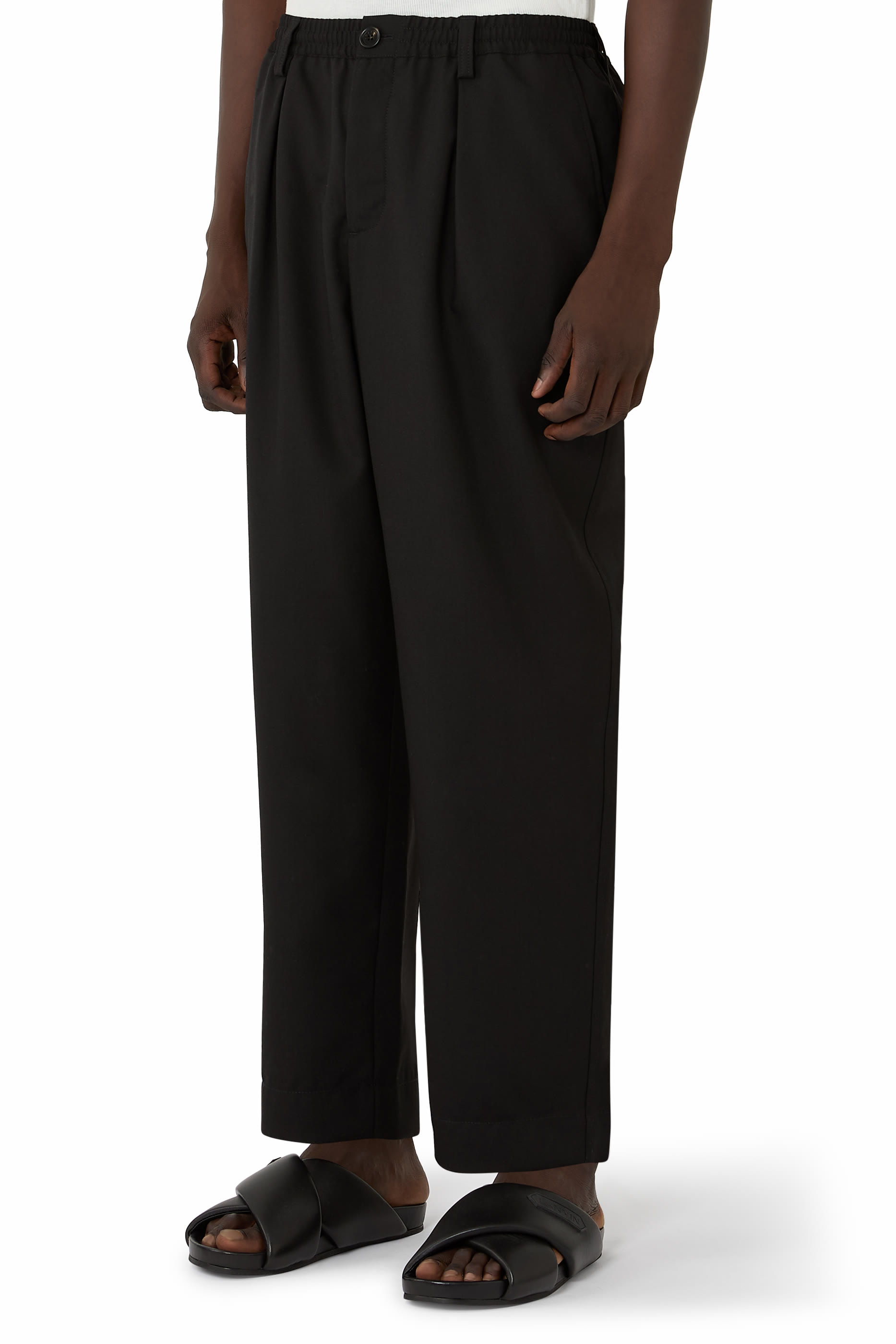 Tropical Wool Trousers with Drawstring Waist