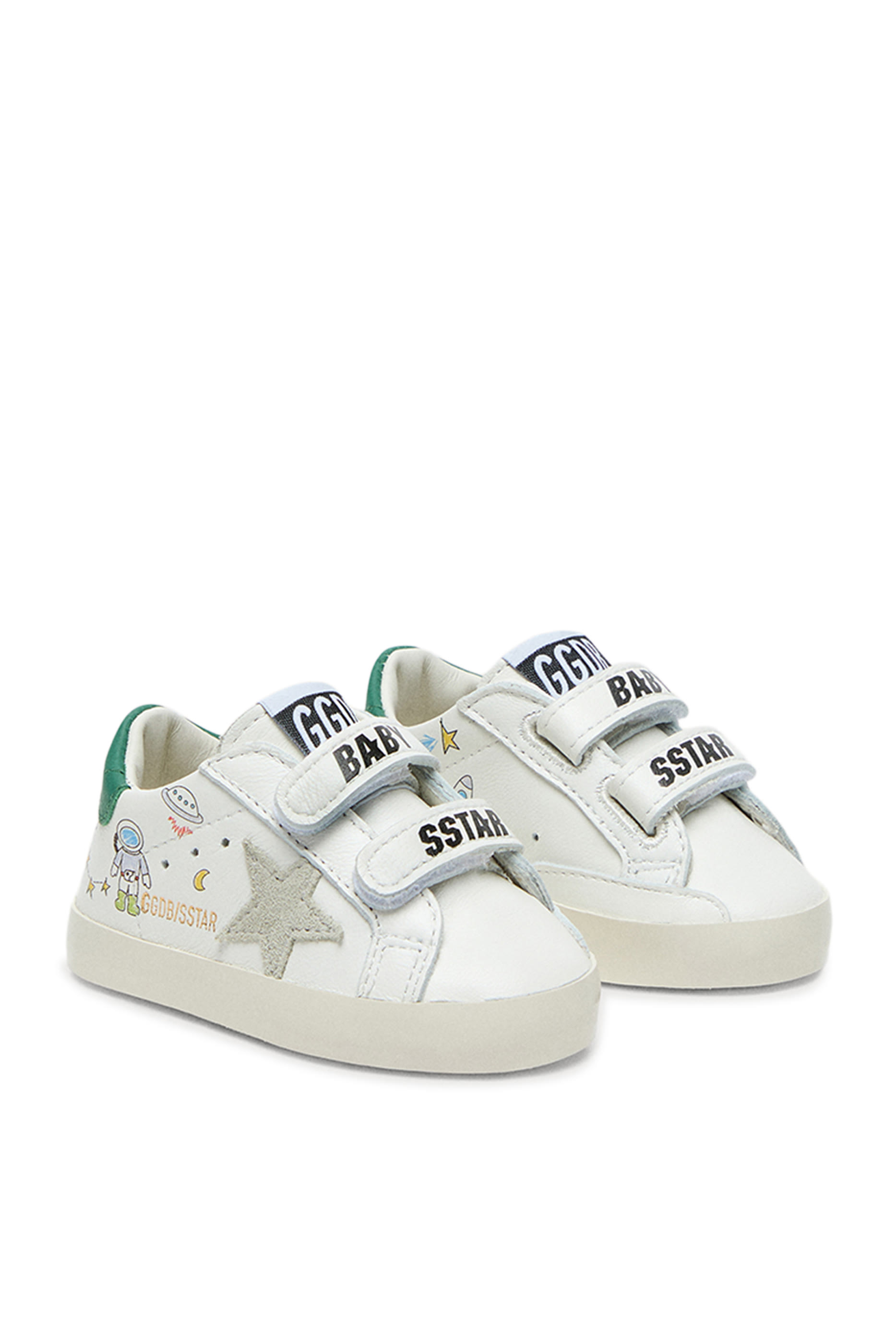Kids Baby School in Nappa Leather with Space Print and Suede Star Sneakers 