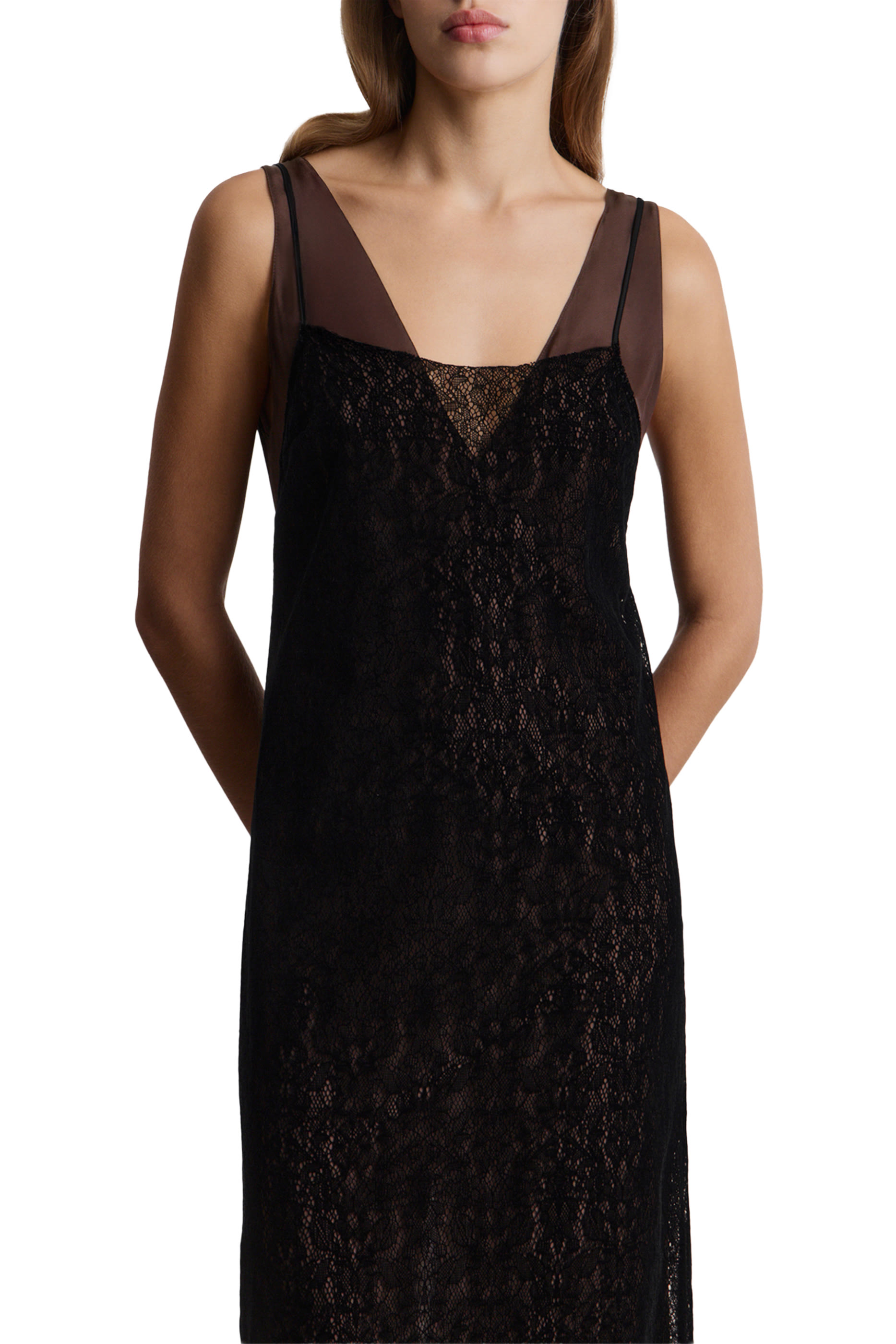 Lace and Chiffon Midi Dress