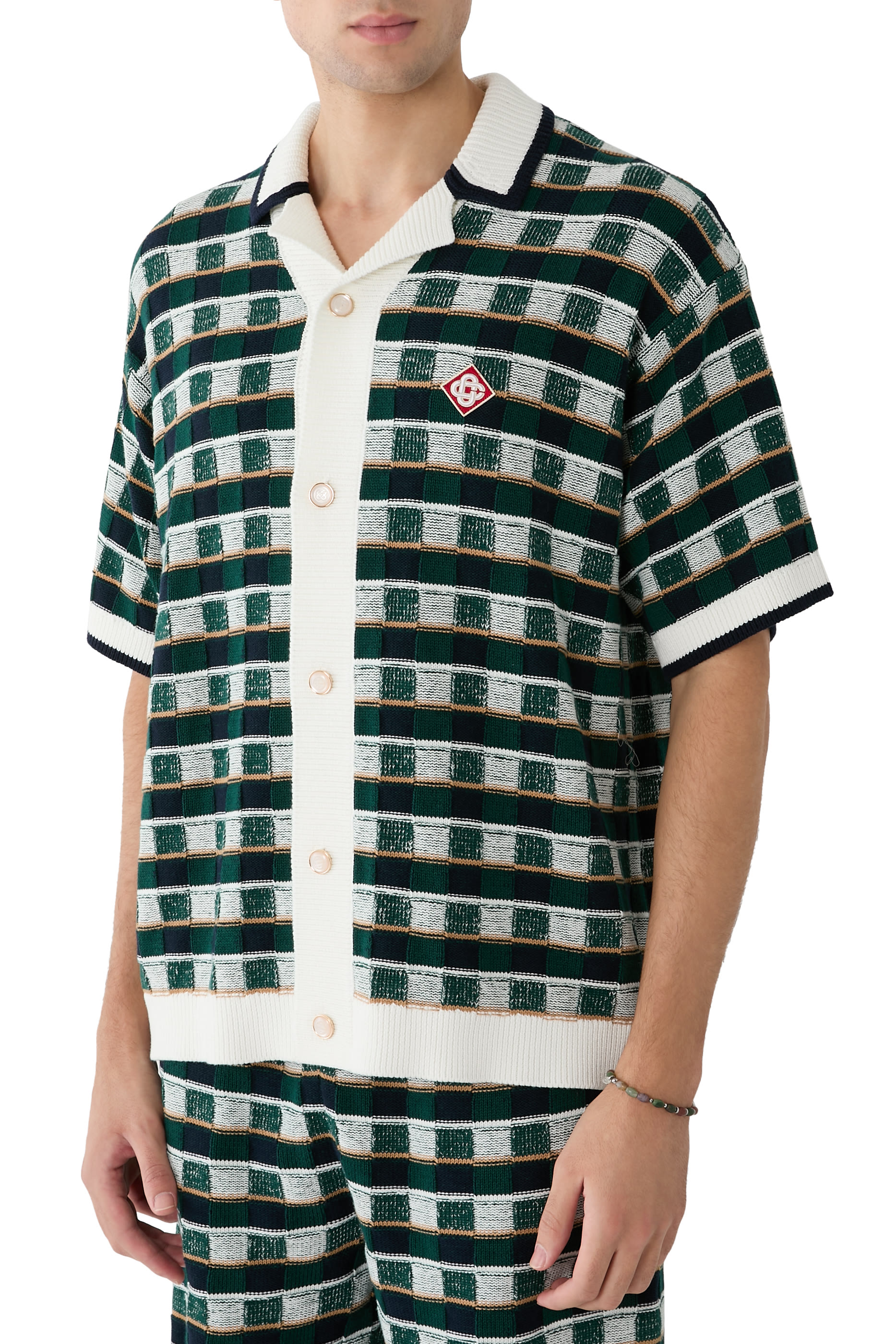 Crochet Mosaic Short Sleeve Shirt 