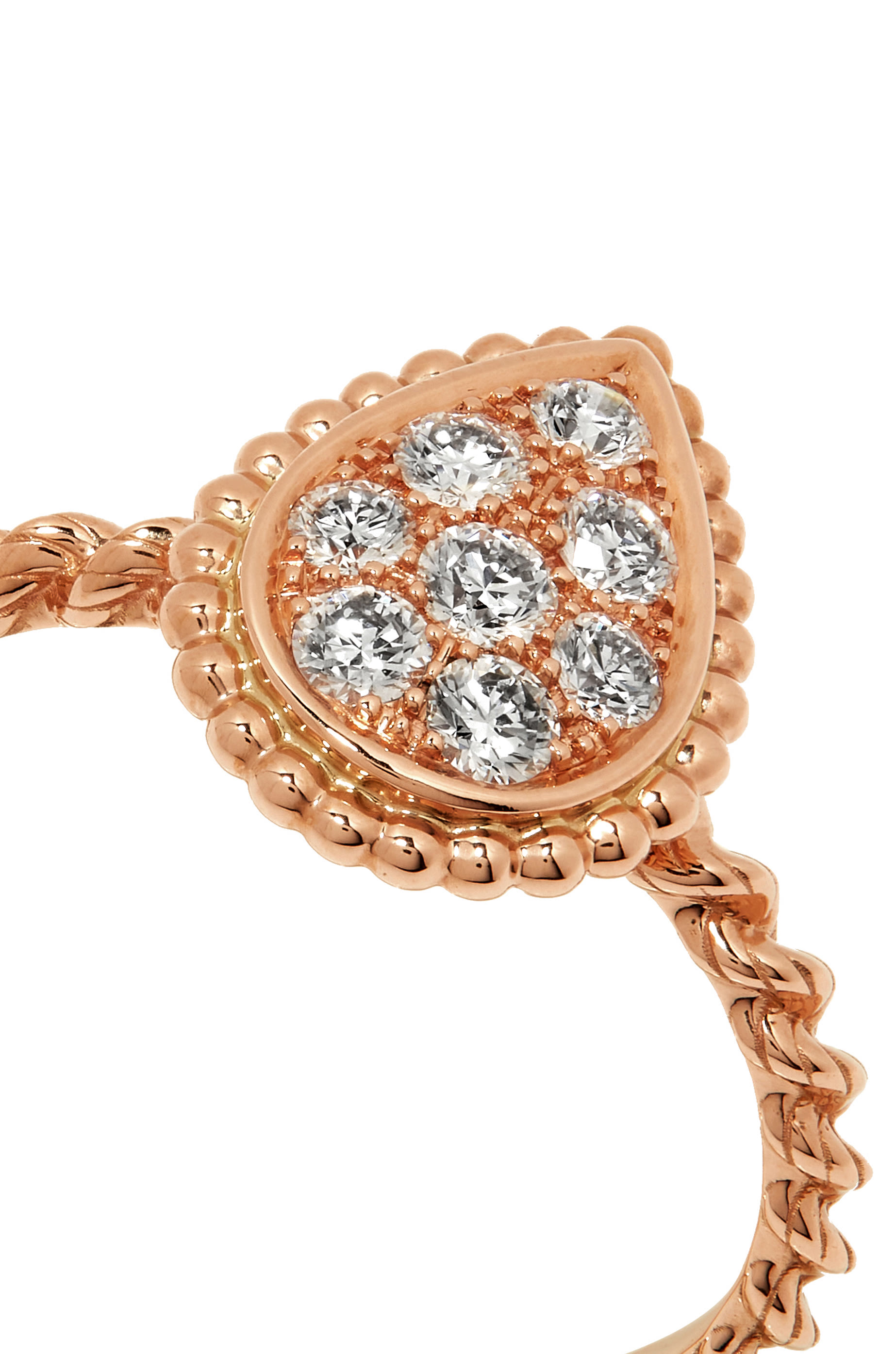 Serpent Boh&egrave;me S Motif Ring, Paved With Diamonds, 18k Pink Gold