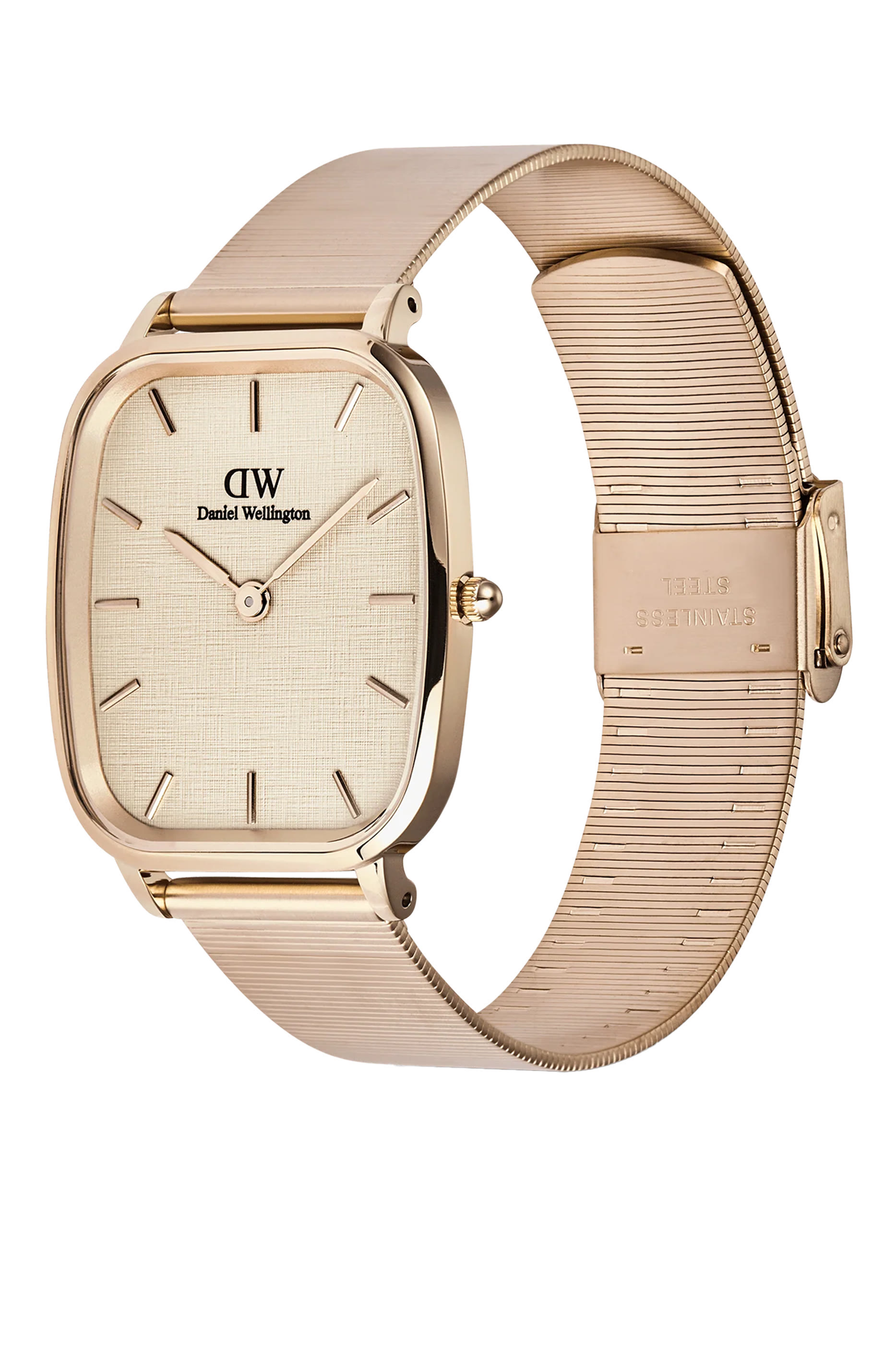 Marlon Wire Linen Wire Band Rose Gold Strap, Linen Dial Stainless Steel Quartz Watch, 32mm