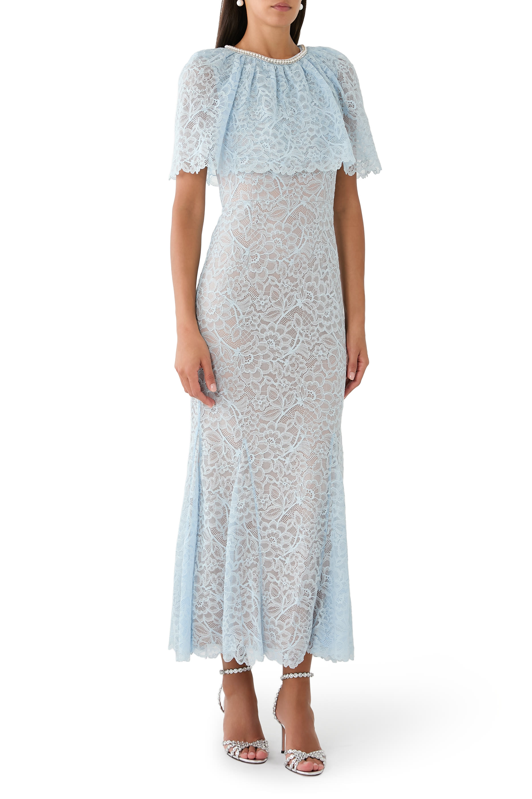 Lace Cape Midi Dress