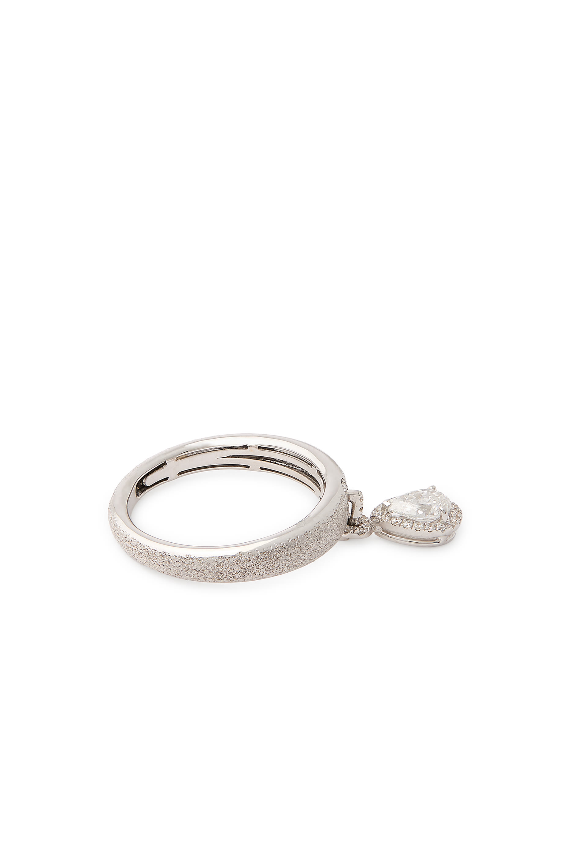 Dusted Gold Chaines Ring, 18K White Gold  Diamonds