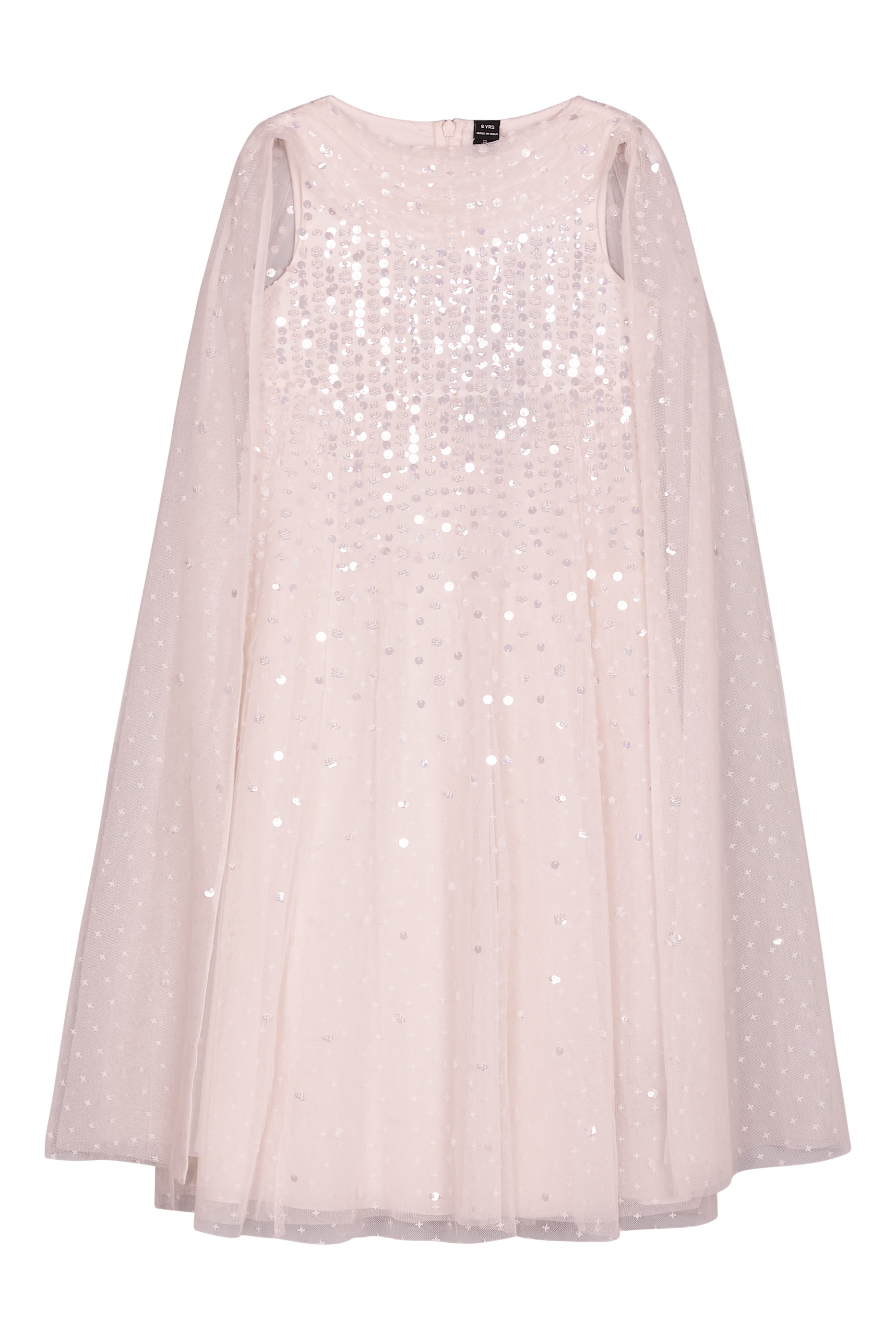Kids Moonlight Sequin Draped Cape Gown
