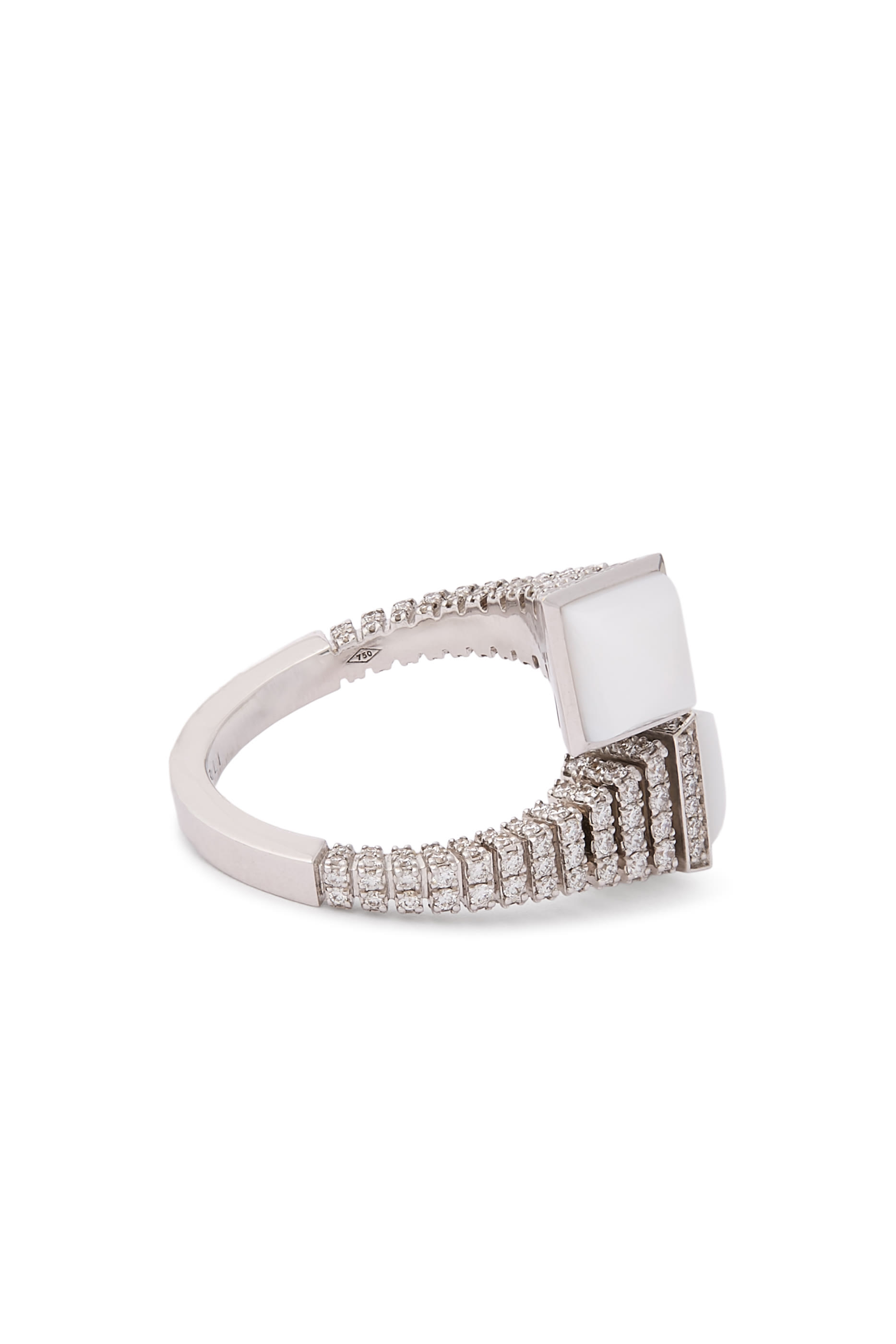 Cleo Rev Slim Ring, 18k White Gold  Diamonds