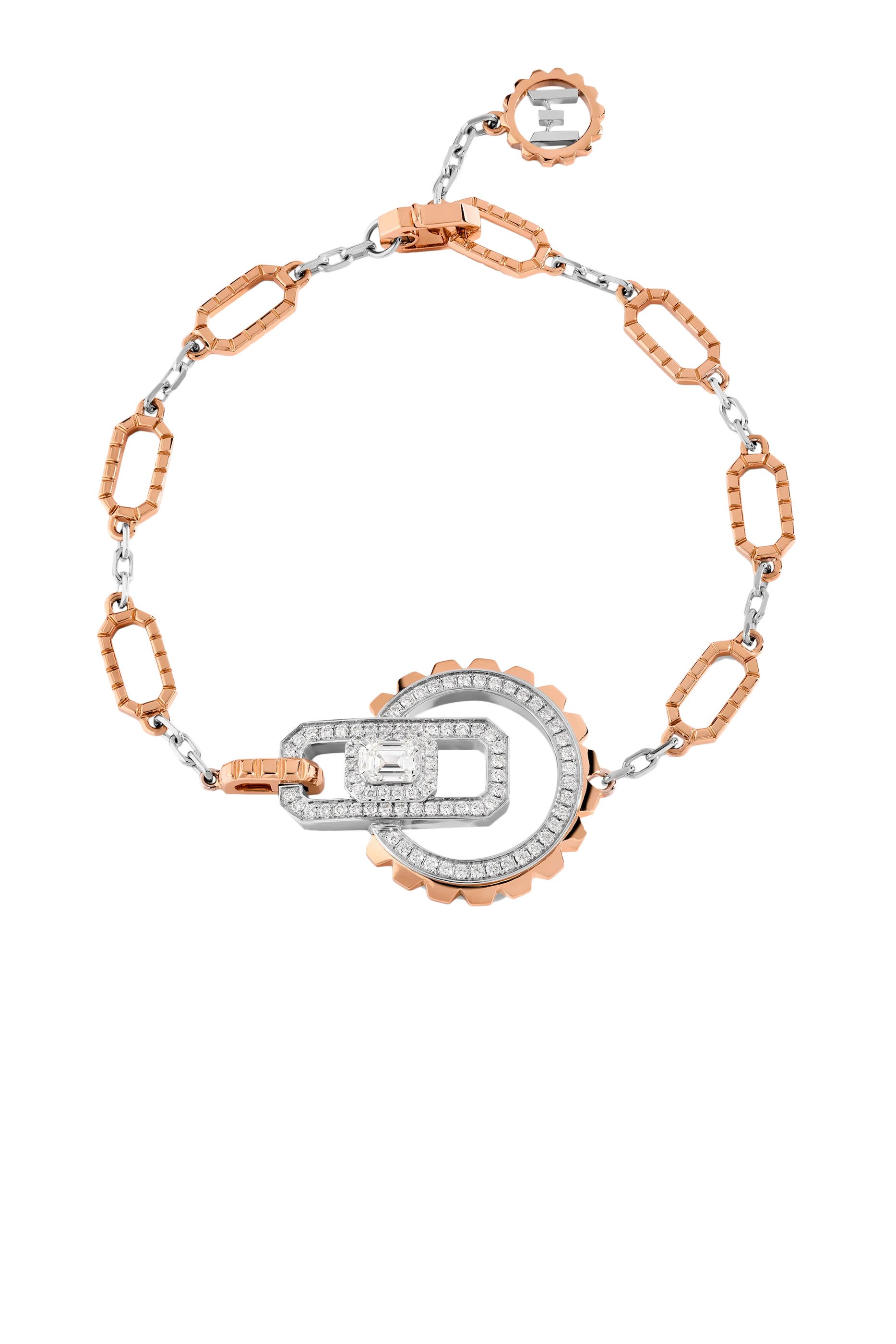Empire Two-Tone Bracelet, 18k Pink  White Gold, Diamonds