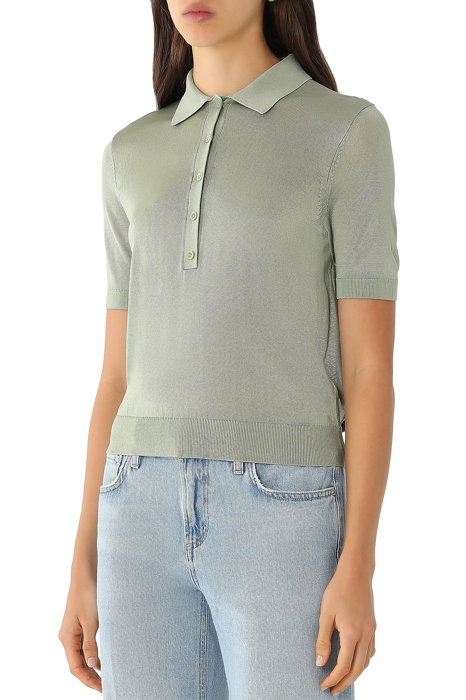 Sheer Polo Shirt in Linen Knit 