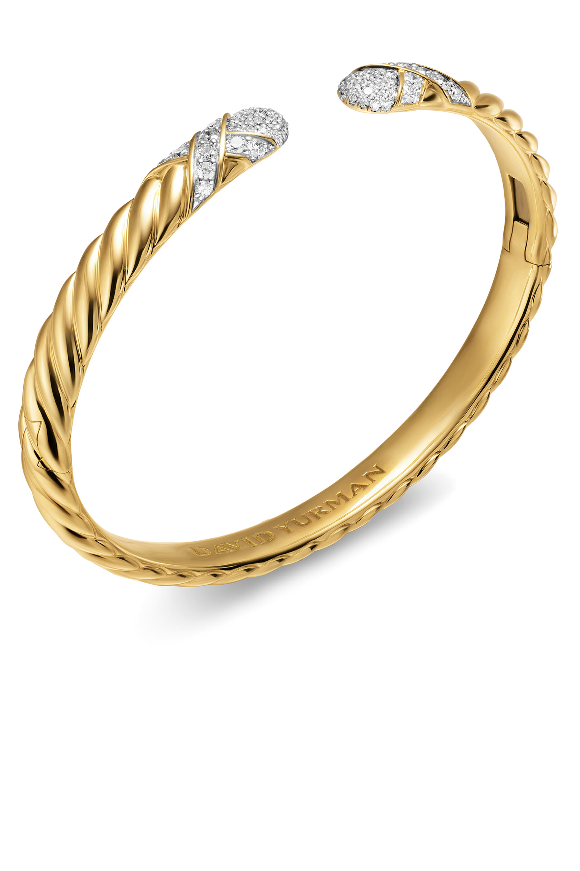 Sculpted Cable X Cuff Bracelet, 18K Yellow Gold  Diamonds