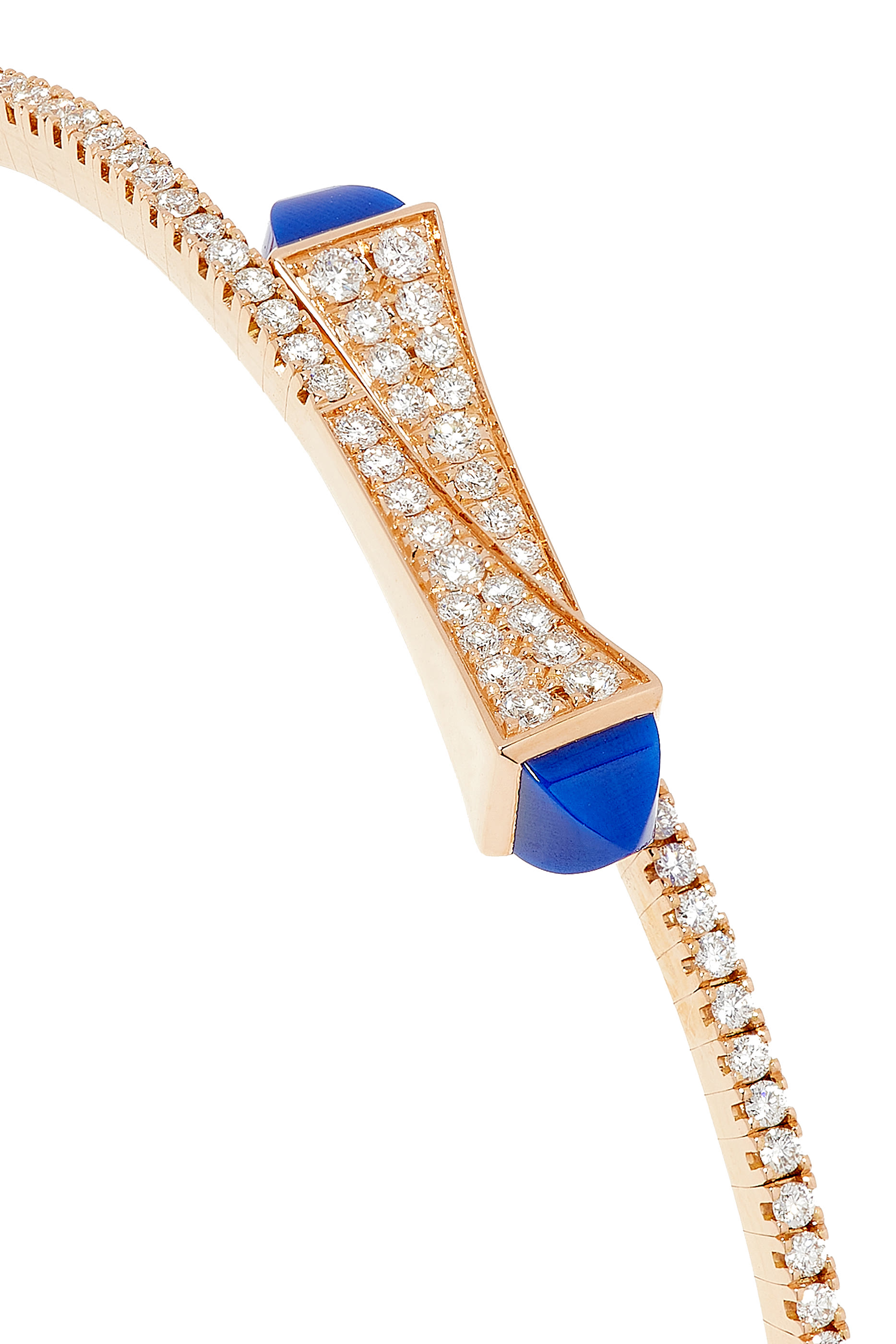 Cleo Slim Bangle, 18k Rose Gold with Lapis Lazuli  Diamonds