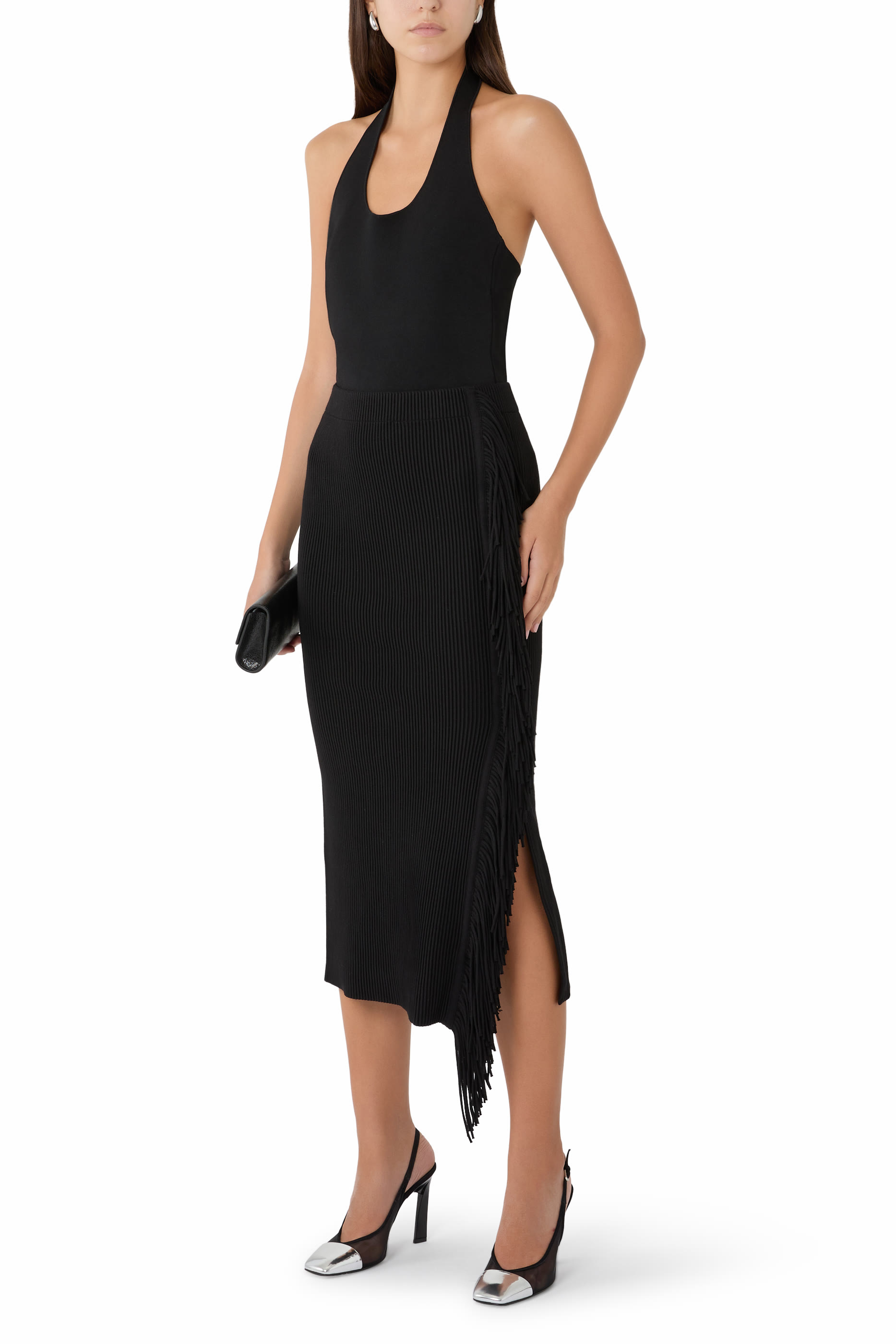 Slit and Side-Fringe Skirt