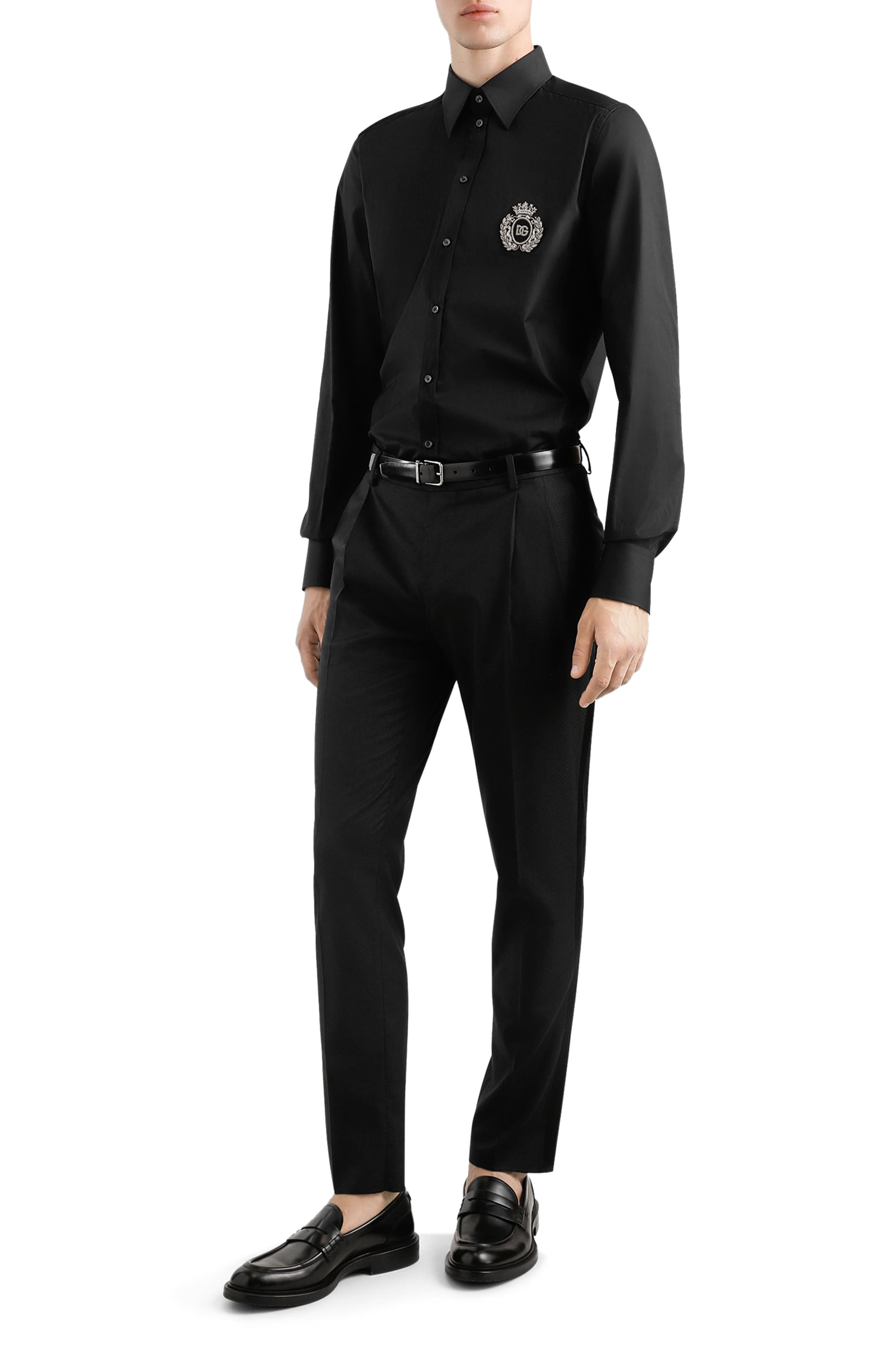 Cotton Shirt with Heraldic Patch