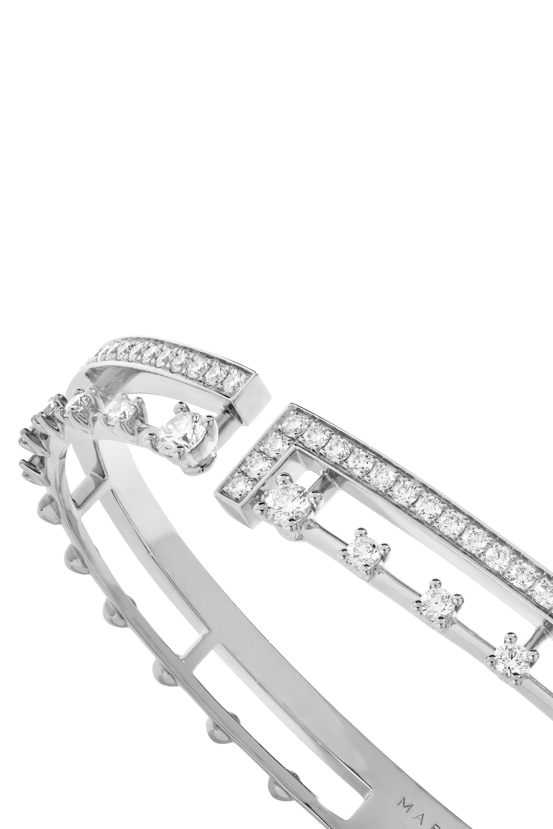 Avenues Open Hinged Bracelet, 18k White Gold  Diamonds