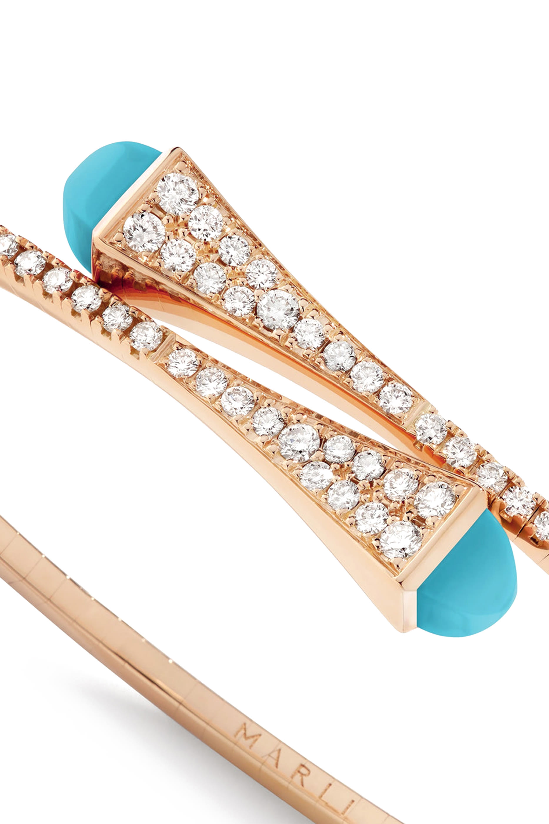 Cleo Slim Bangle, 18k Pink Gold with Turquoise  Diamonds