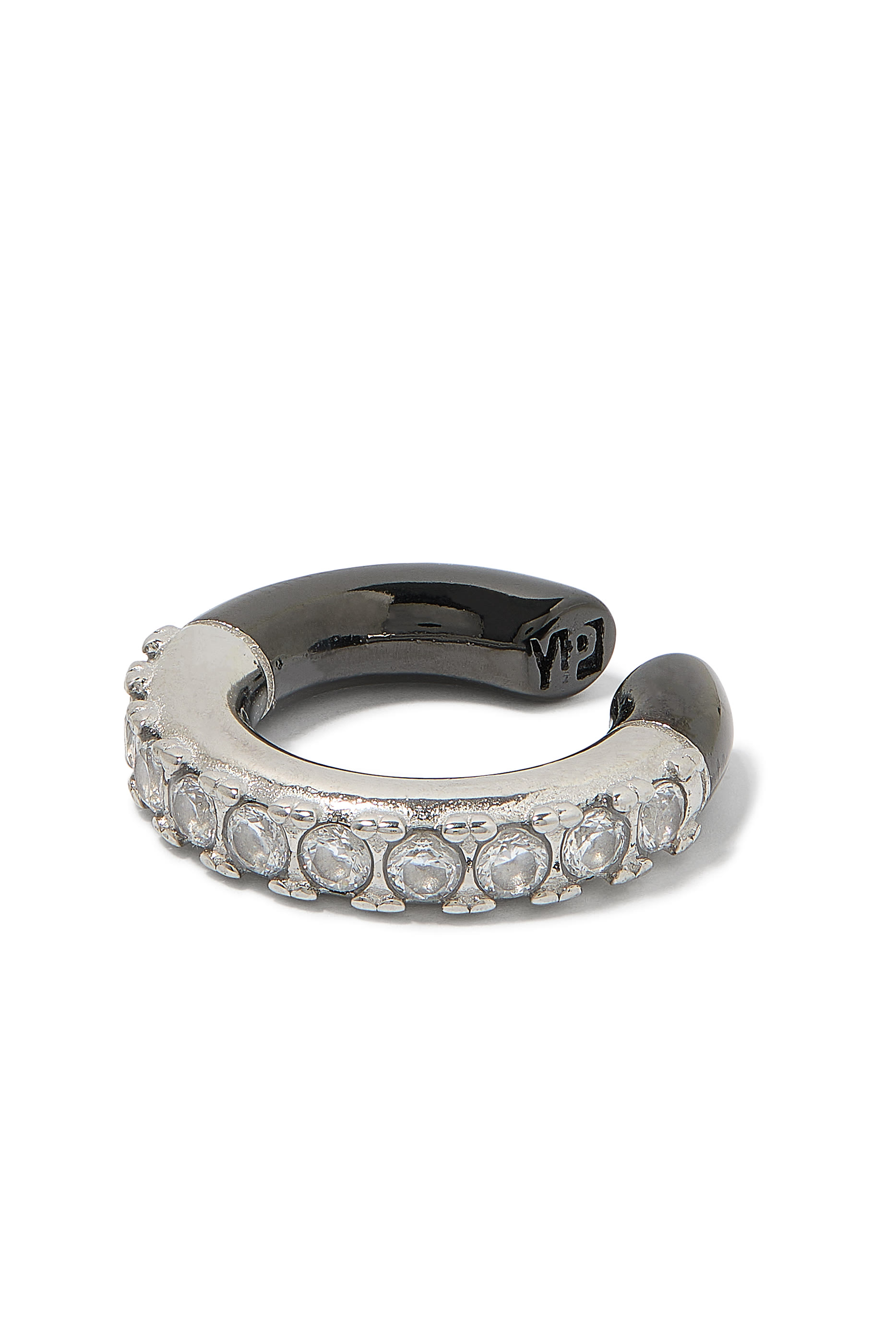 Kia Round Single Ear Cuff,  Silver-Plated Stainless Steel  Zirconium Oxides