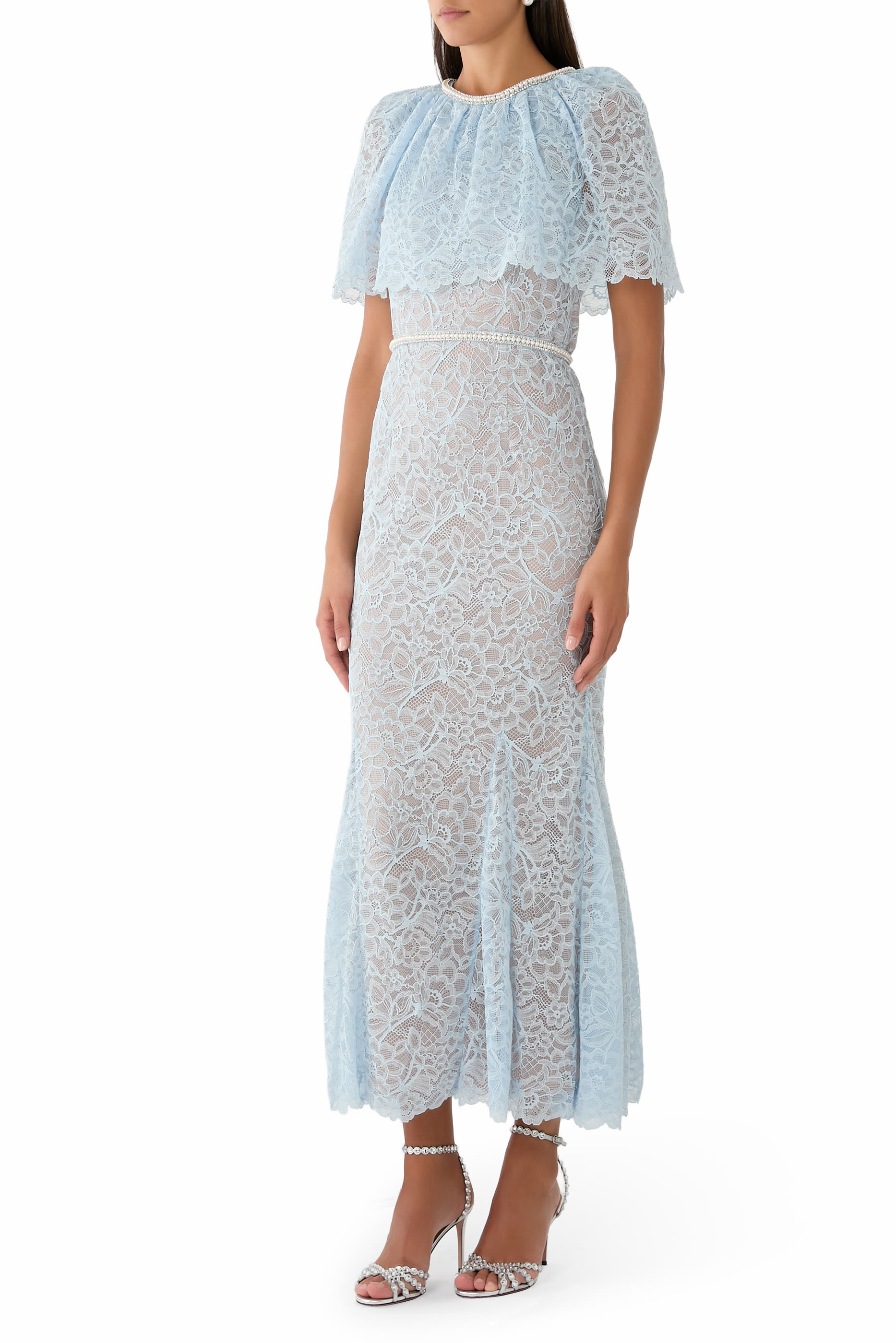 Lace Cape Midi Dress