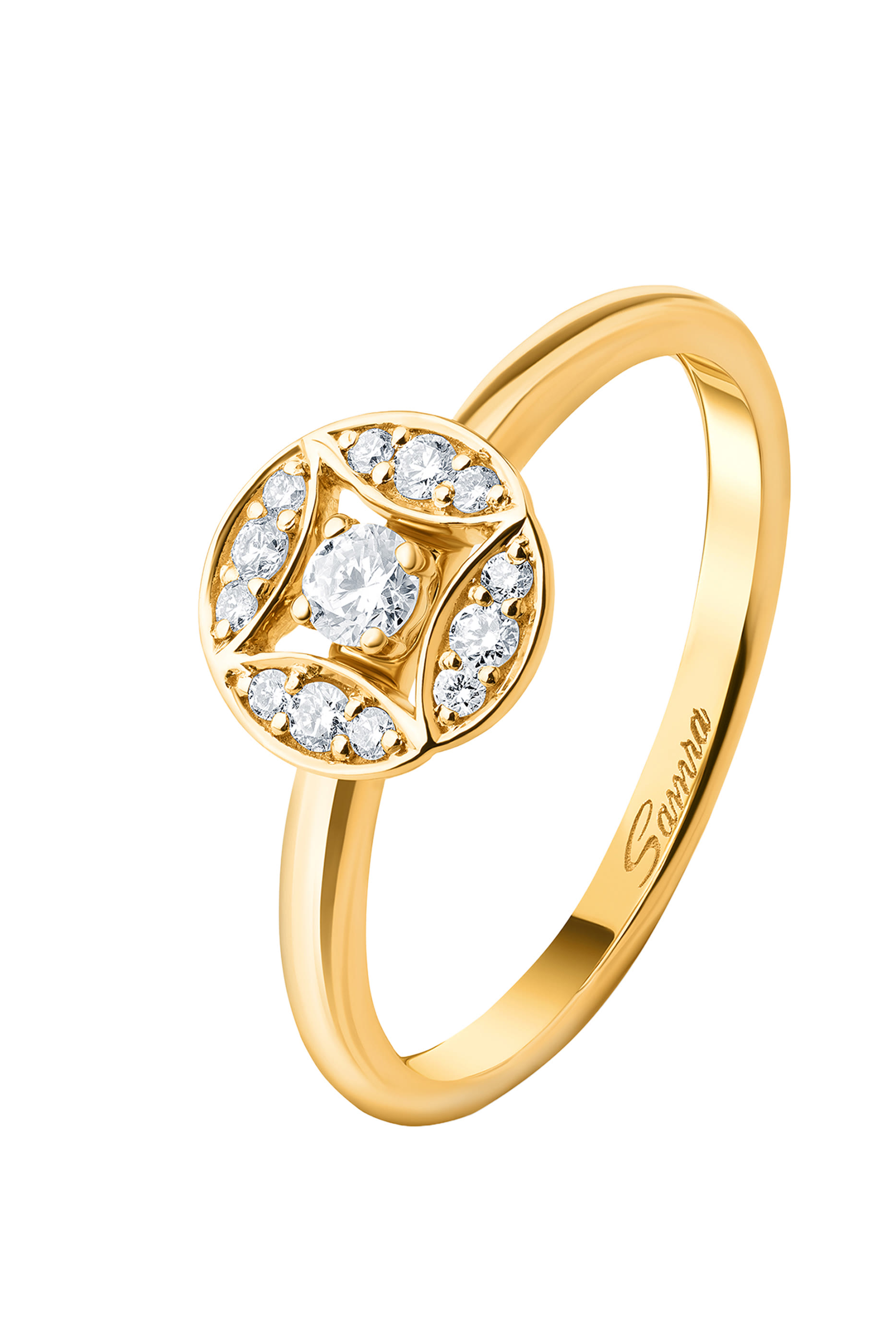Barq Marquise Circle Ring, 18k Yellow Gold  Diamonds
