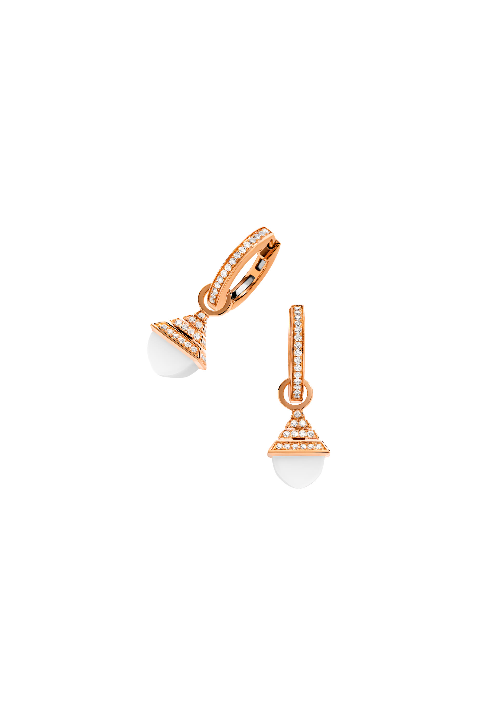 Cleo Mini Rev Drop Earrings, 18k Rose Gold with White Agate  Diamonds
