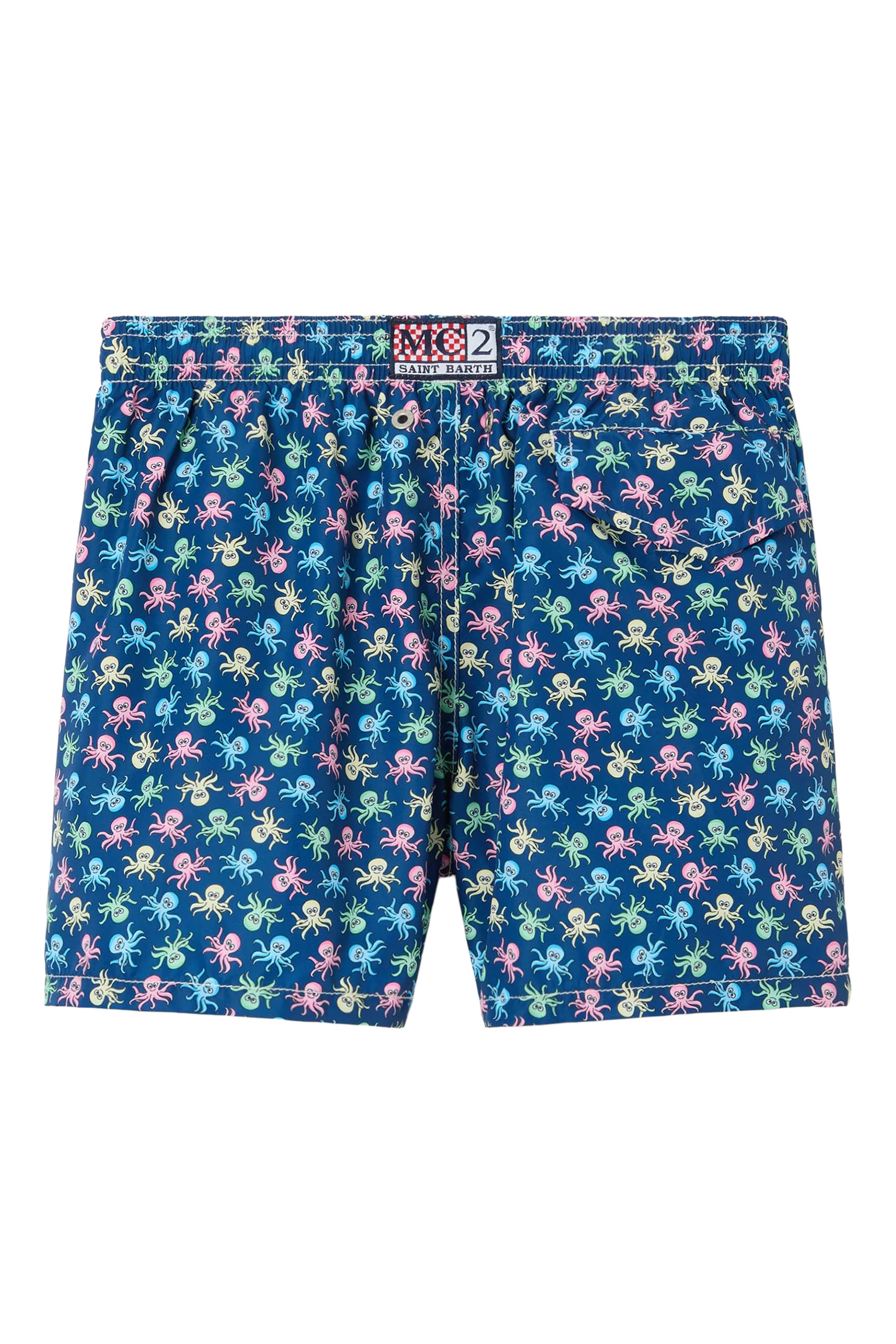 Kids Jean Lighting Swim Shorts with All-Over Octopus Print 