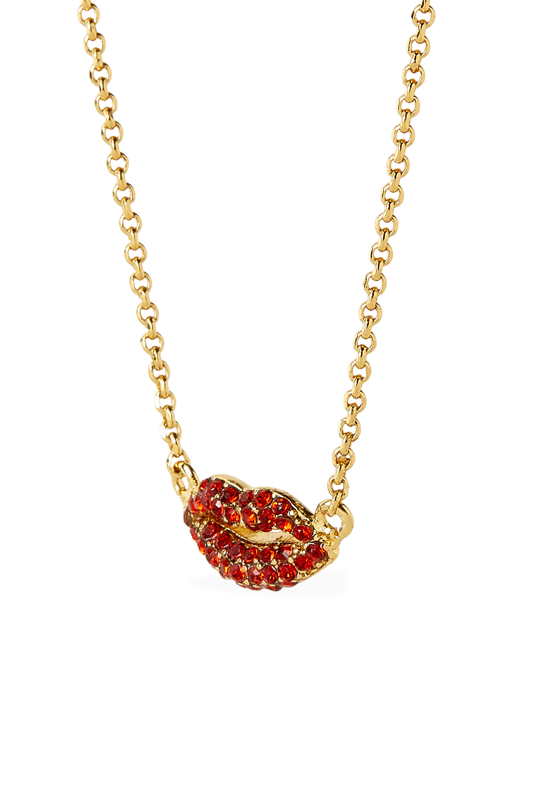 Hit The Town Lips Mini Pendant, Plated Metal  Cubic Zirconia