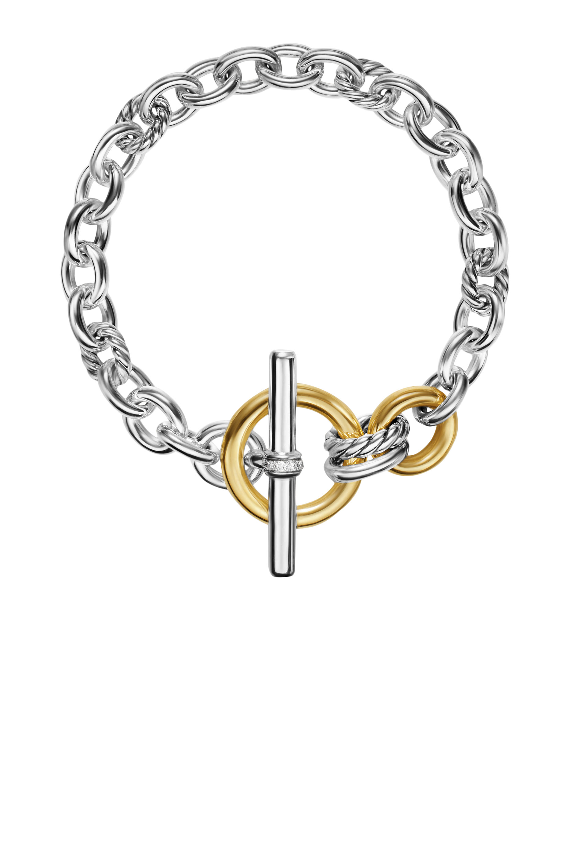 DY Mercer&reg; Toggle Chain Bracelet,  Sterling Silver with 18K Yellow Gold  Diamonds