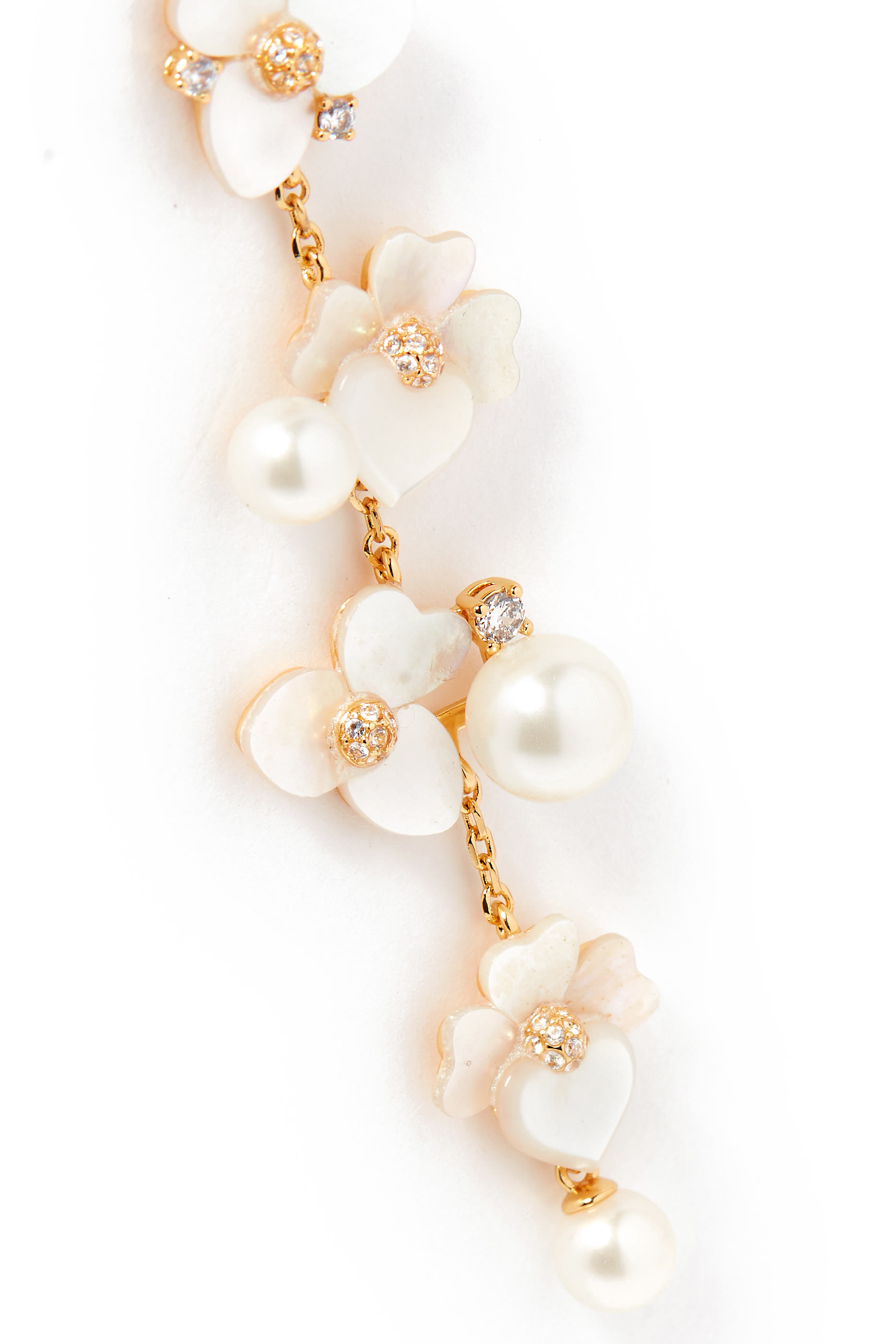 Precious Pansy Linear Earrings, Plated Metal with Mother-of-Pearl  Cubic Zirconia