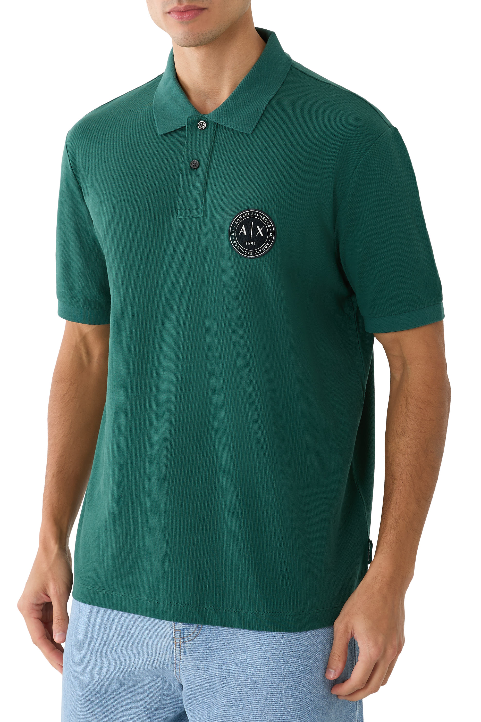 AX Logo Rib Details Polo Shirt