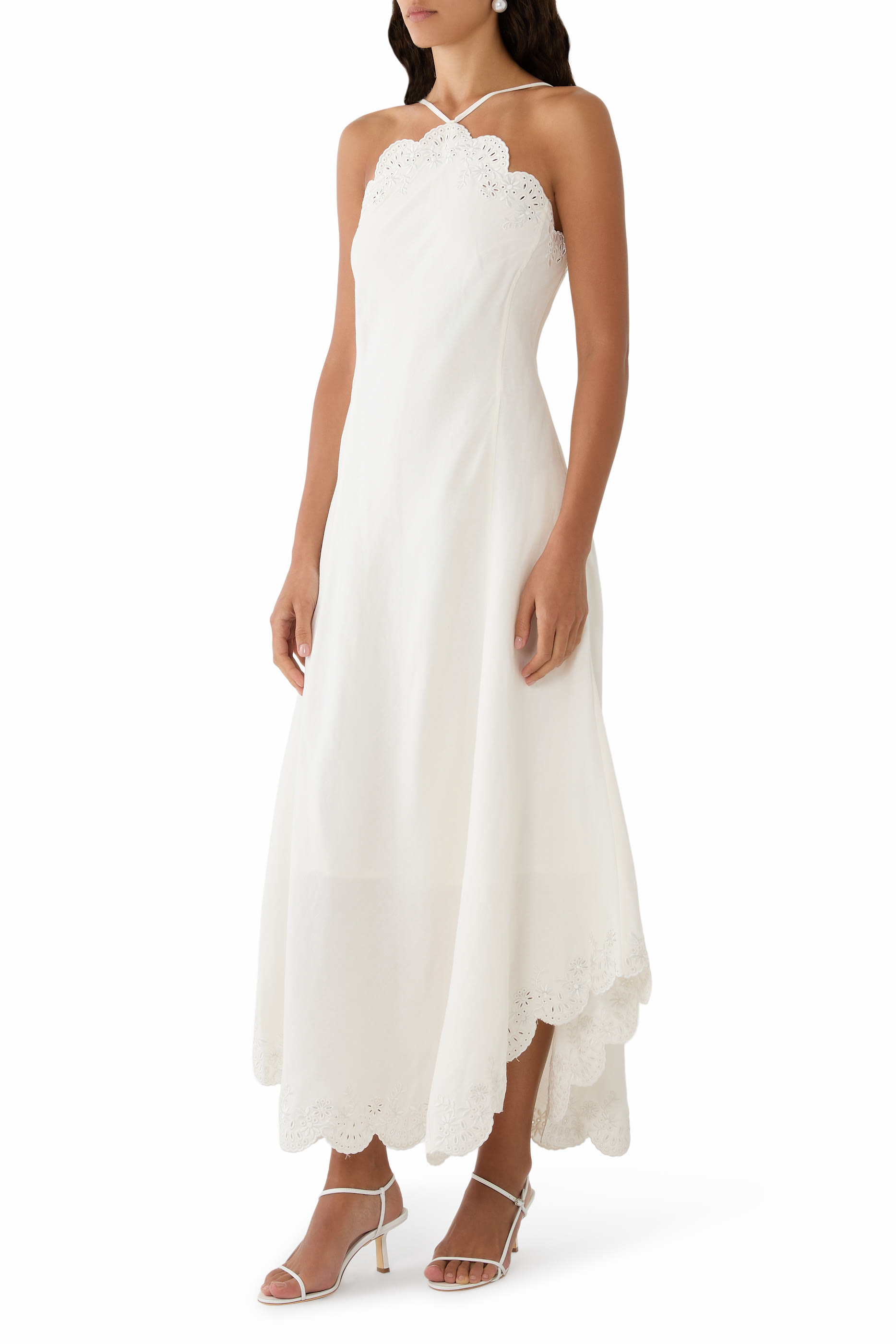 Gillian Embroidered Linen Midi Dress