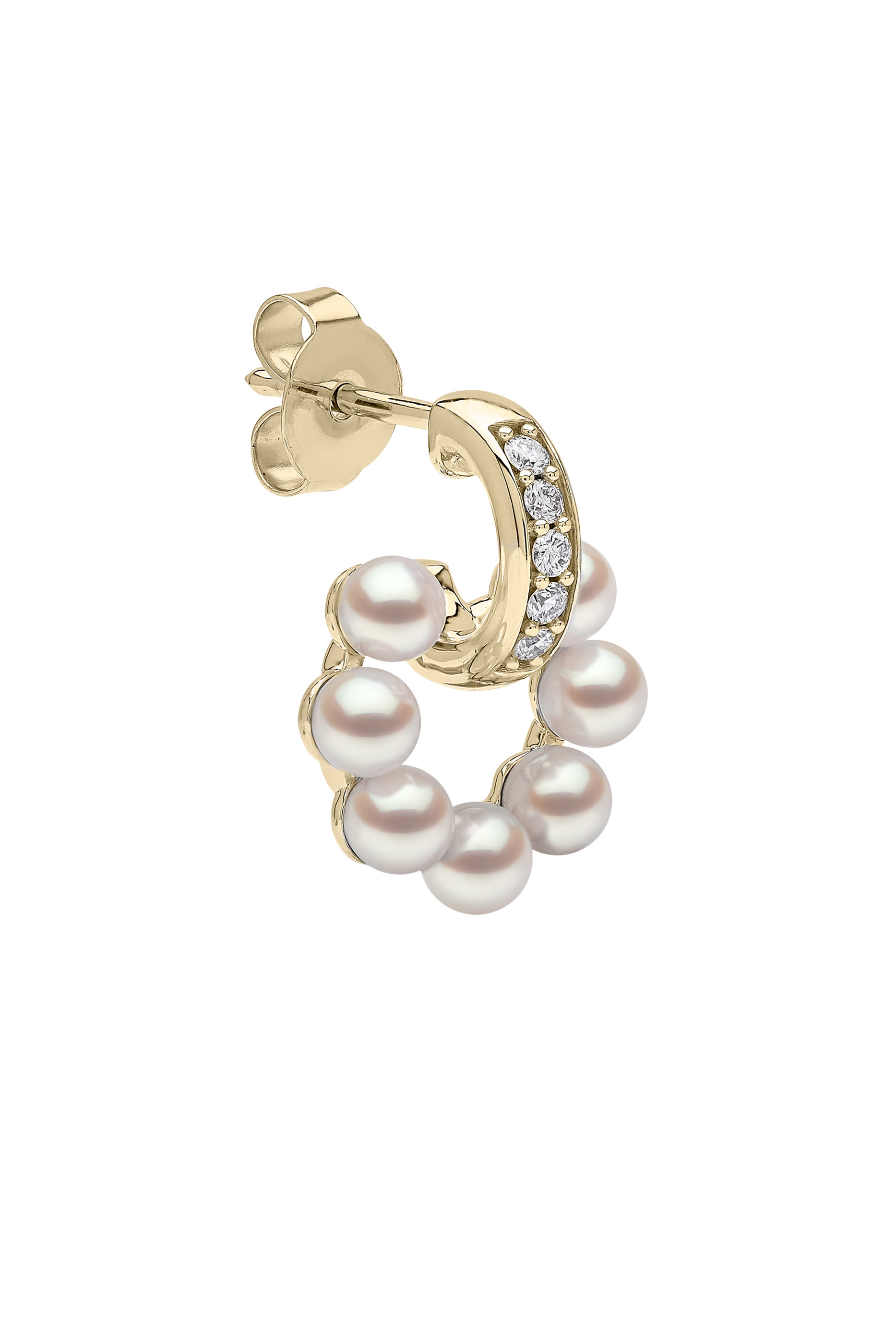 Eclipse Moon Pendant, 18k Yellow Gold with Pearl  Diamond