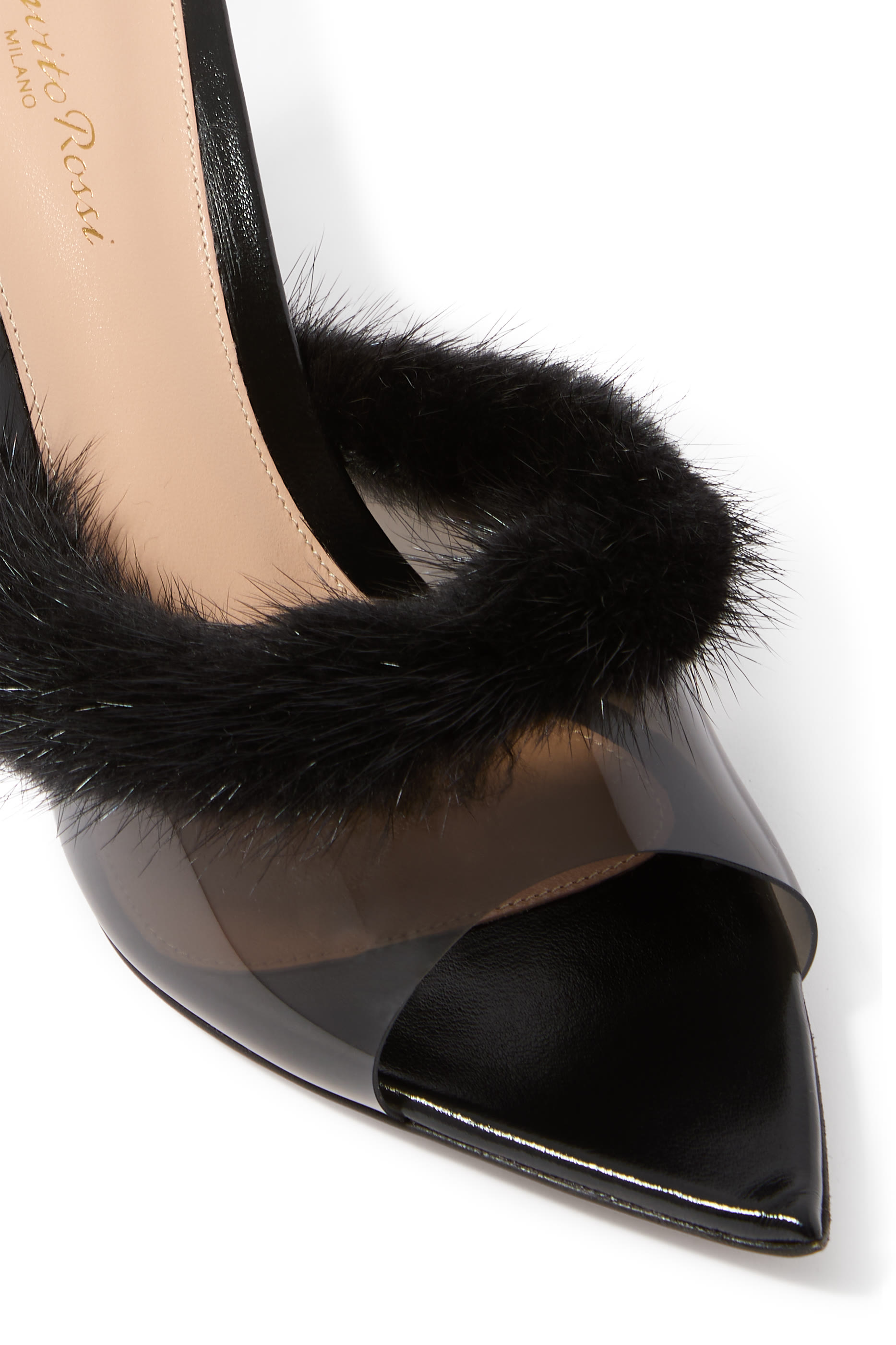 Tanya 85 Fur Plexi Mules