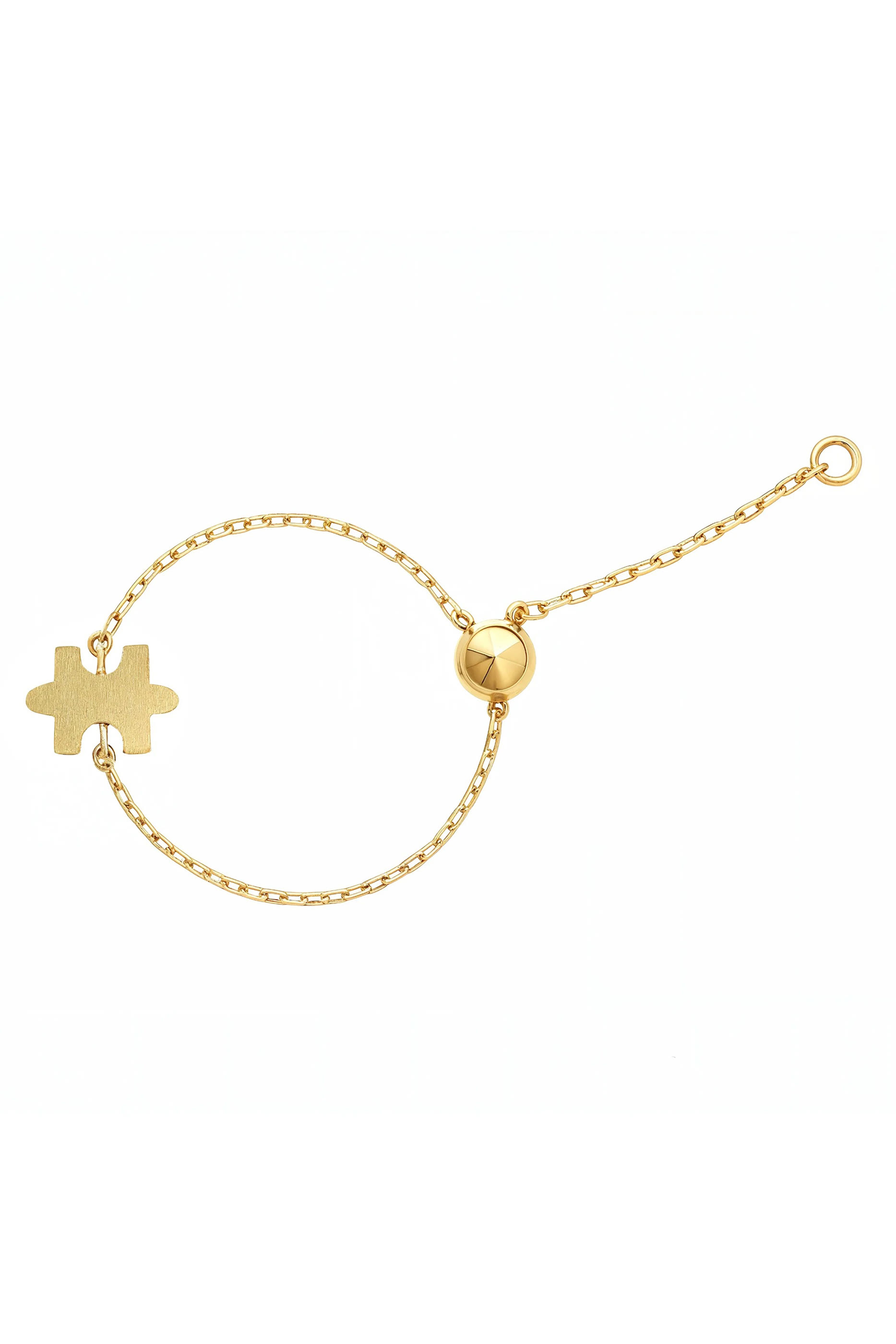 Full-Pav&eacute; Micro Adjustable Chain Ring, 18K Yellow Gold  Diamonds