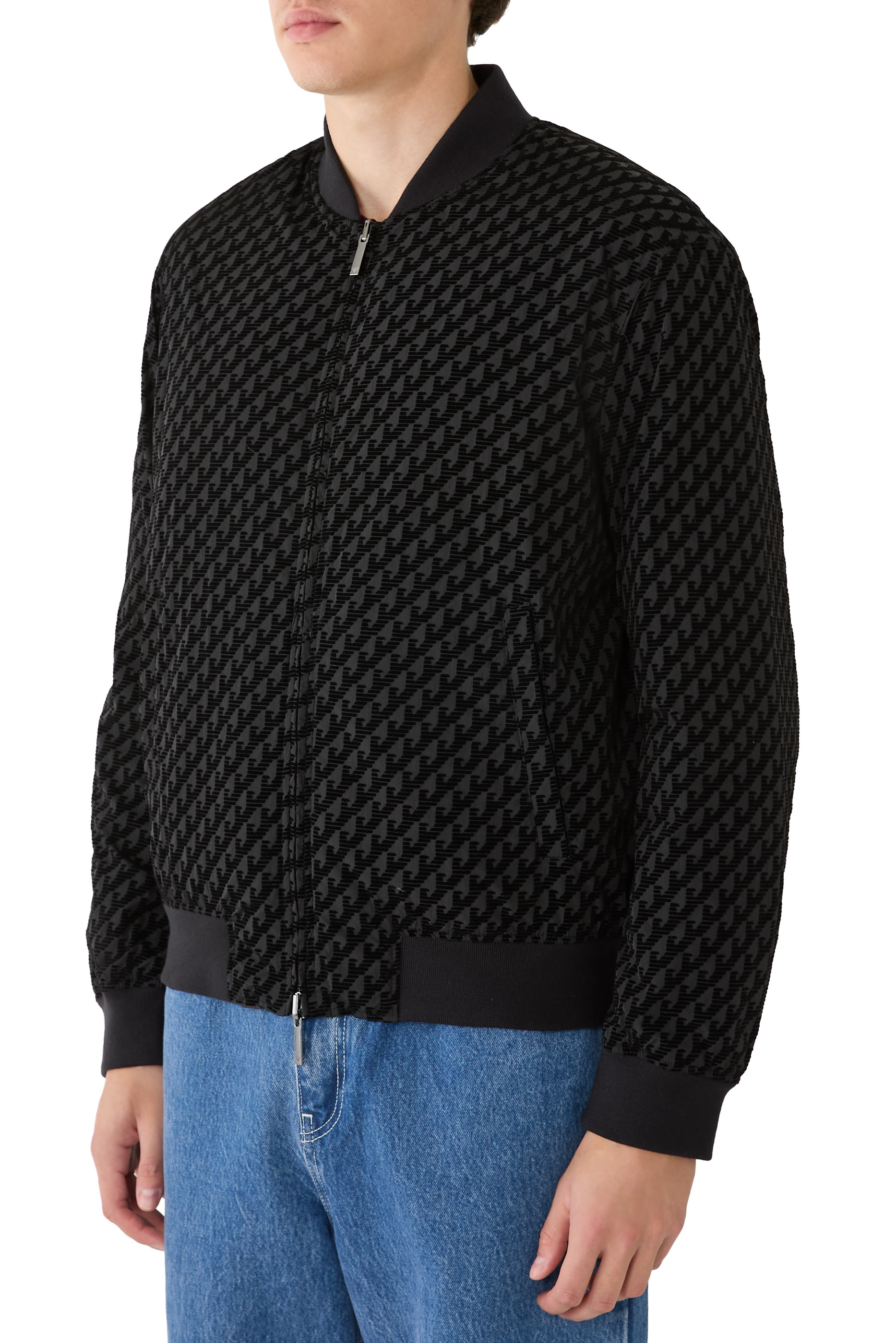 Logo Flocking Down Blouson Jacket